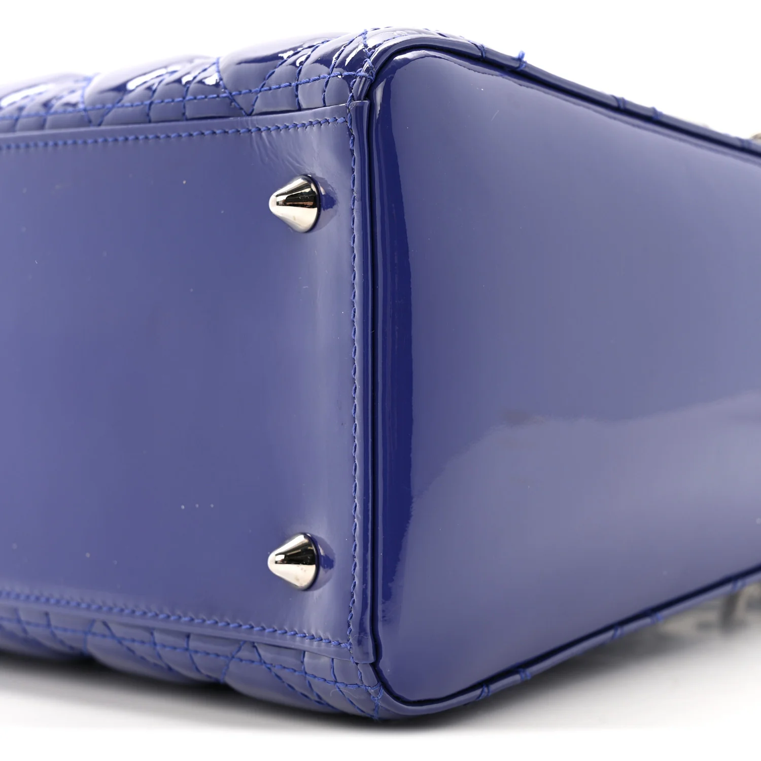 Patent Cannage Medium Lady Dior Blue - Image 10
