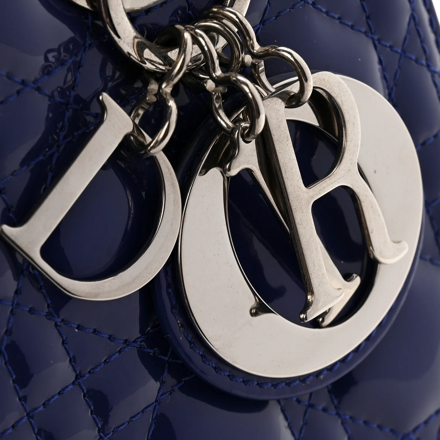 Patent Cannage Medium Lady Dior Blue - Image 13