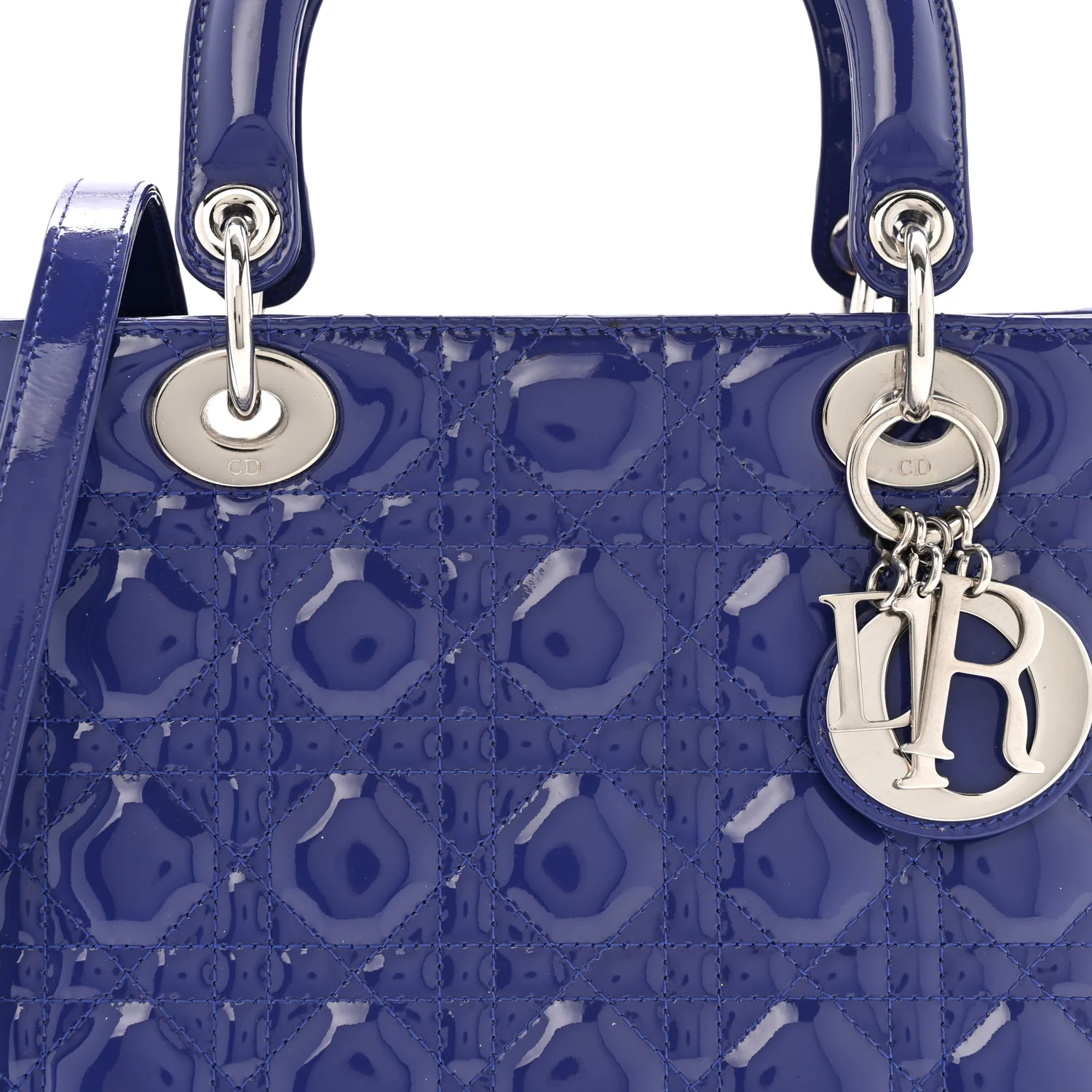 Patent Cannage Medium Lady Dior Blue - Image 8