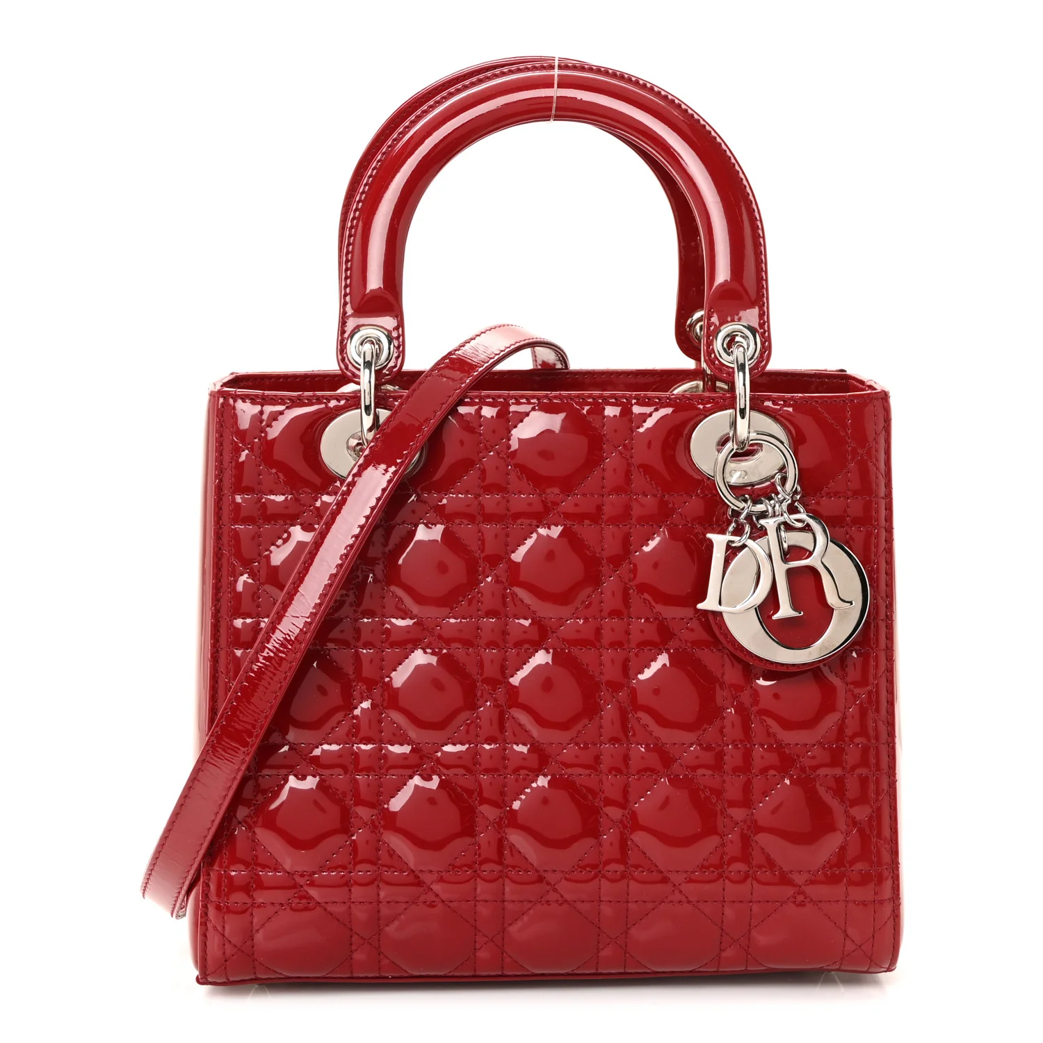 Patent Cannage Medium Lady Dior Burgundy Red