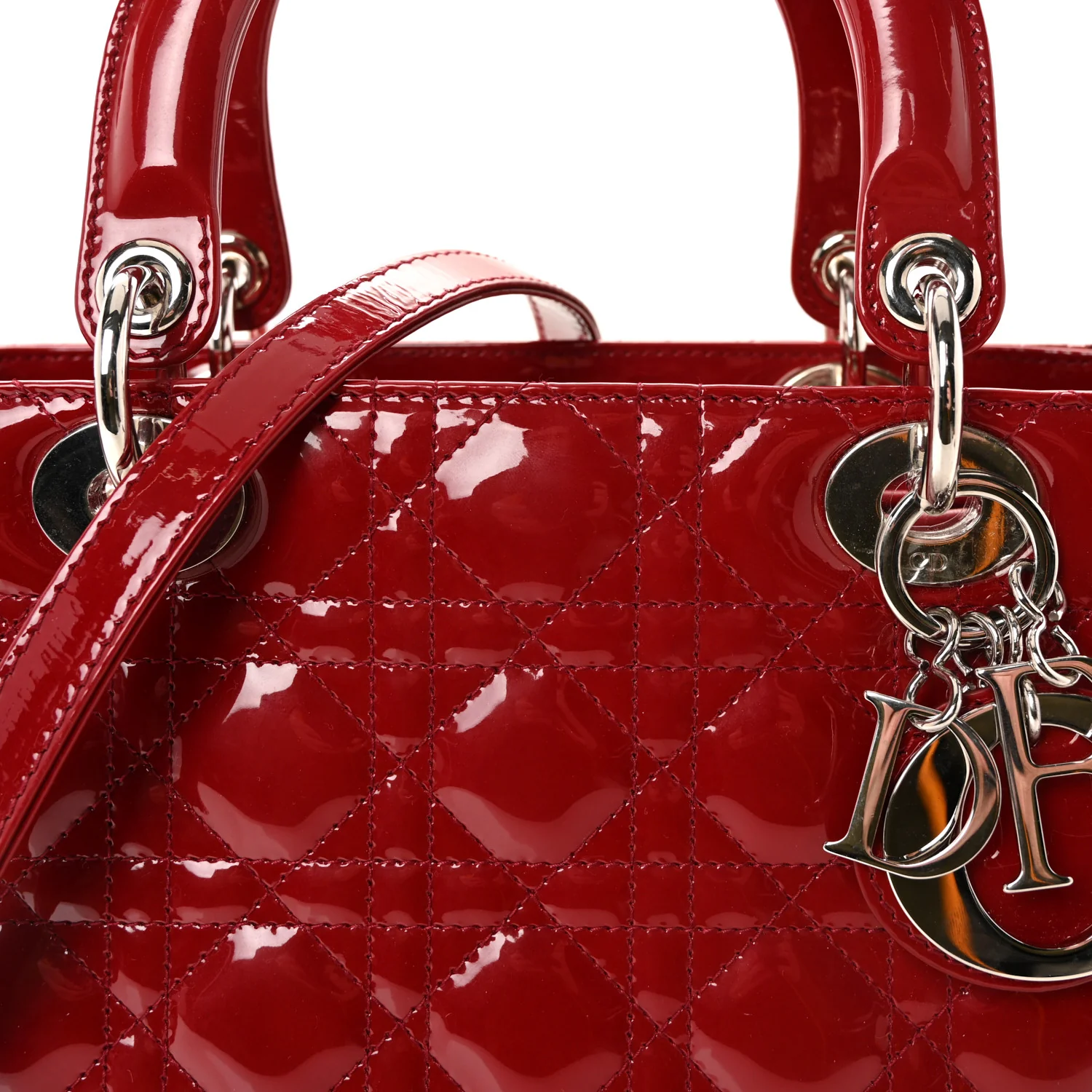Patent Cannage Medium Lady Dior Burgundy Red - Image 13