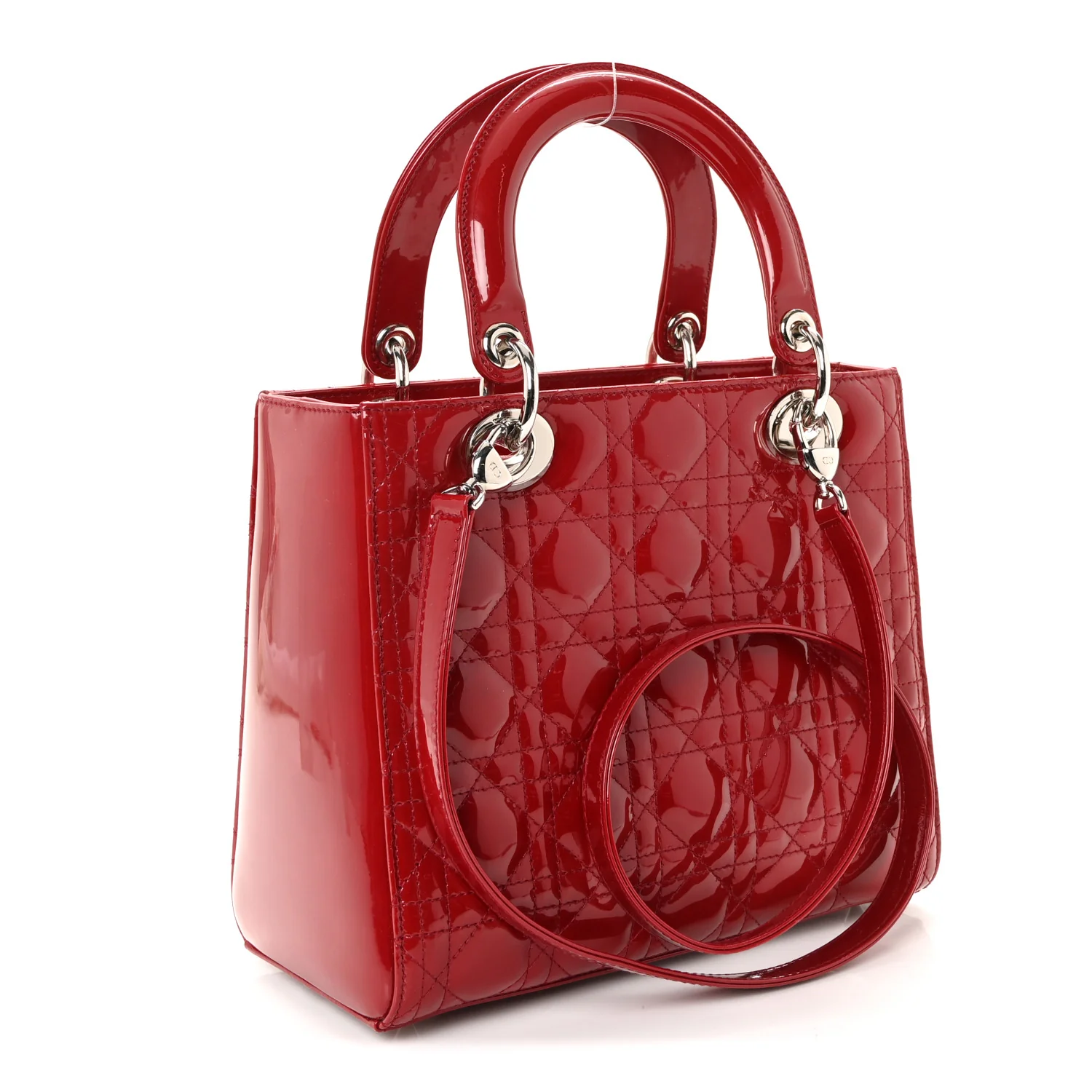Patent Cannage Medium Lady Dior Burgundy Red - Image 4