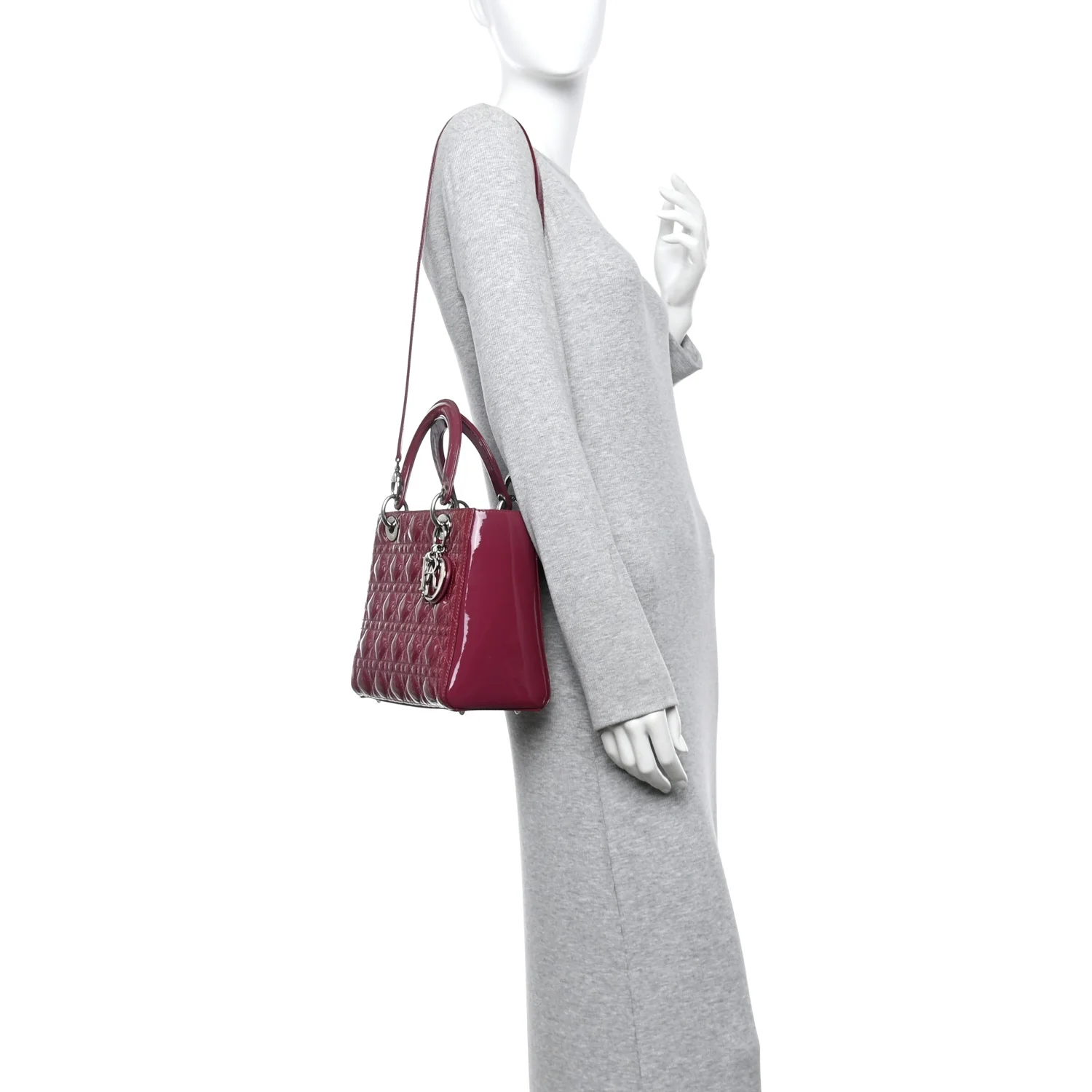 Patent Cannage Medium Lady Dior Dark Pink - Image 2