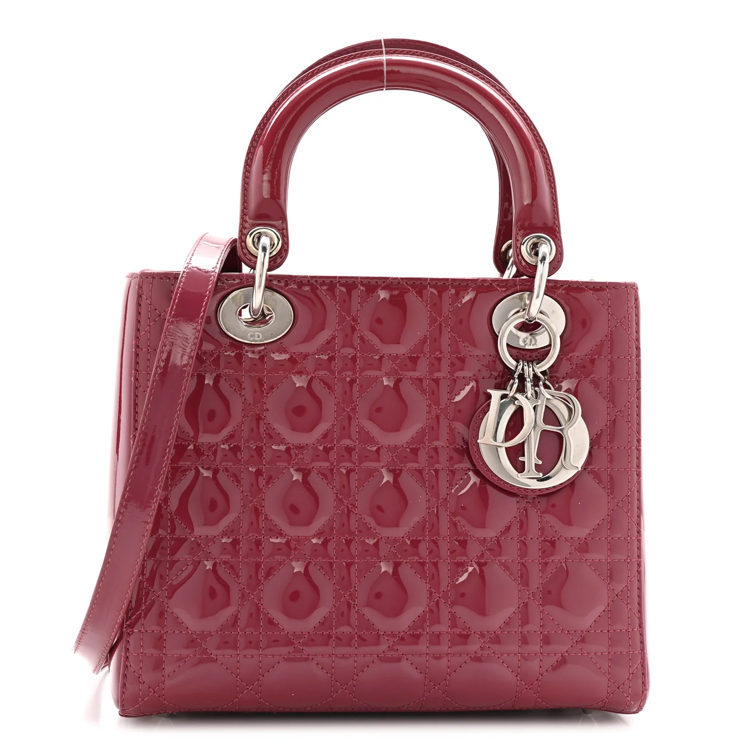 Patent Cannage Medium Lady Dior Dark Pink