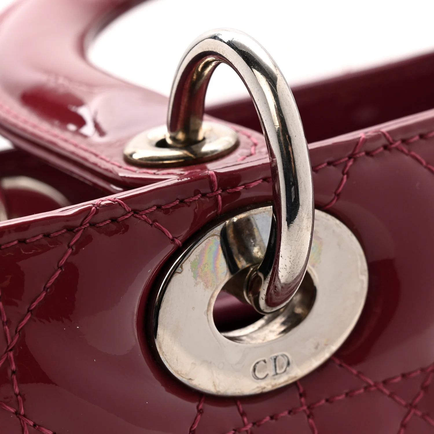 Patent Cannage Medium Lady Dior Dark Pink - Image 11