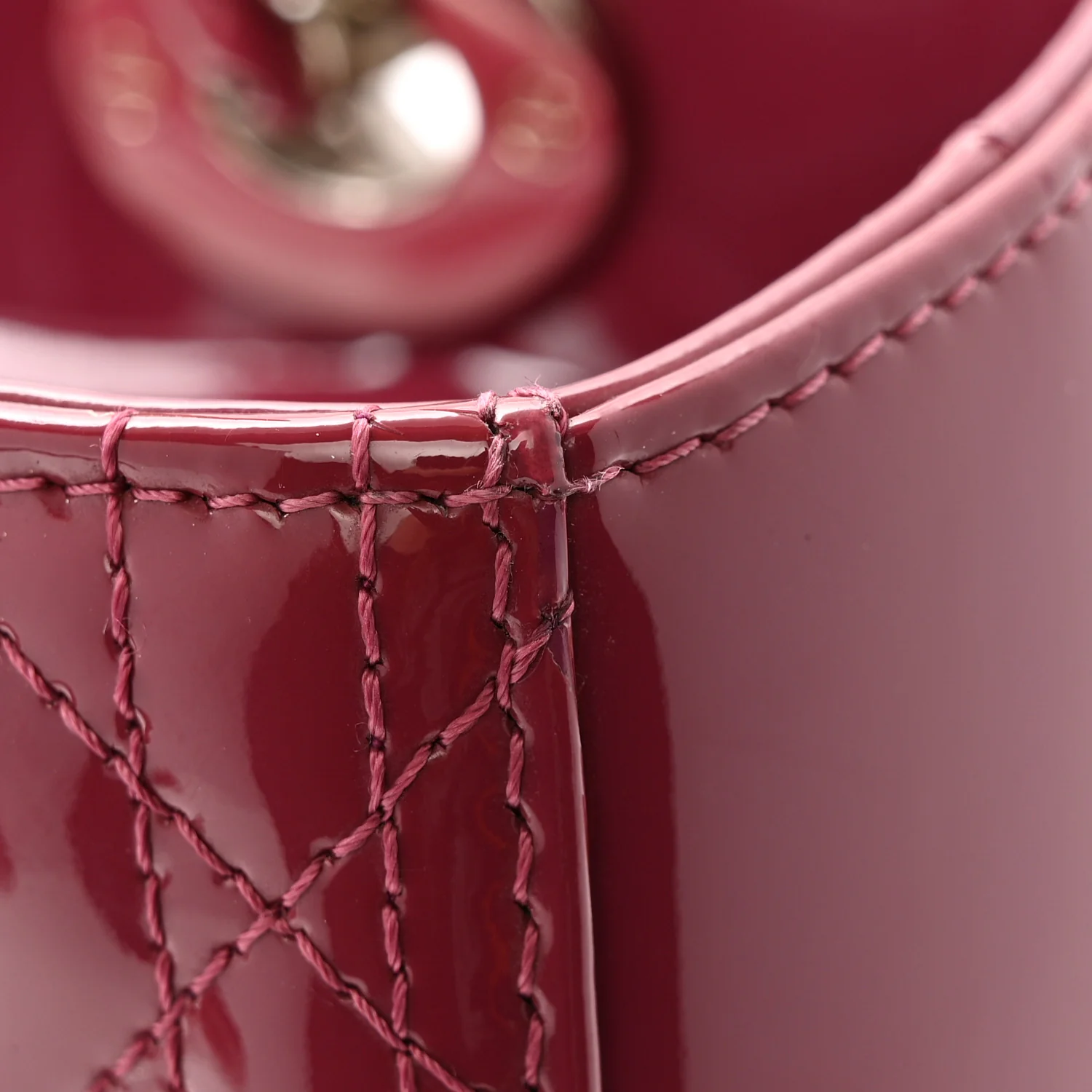 Patent Cannage Medium Lady Dior Dark Pink - Image 12