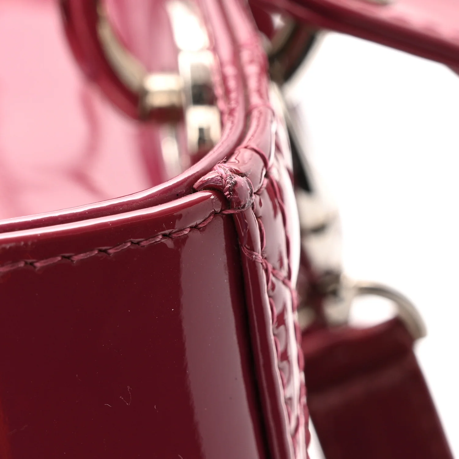 Patent Cannage Medium Lady Dior Dark Pink - Image 13