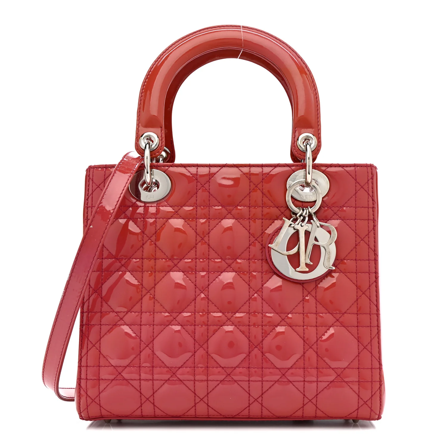 Patent Cannage Medium Lady Dior Dark Pink