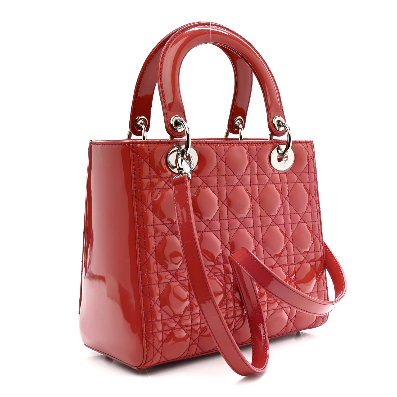 Patent Cannage Medium Lady Dior Dark Pink - Image 3