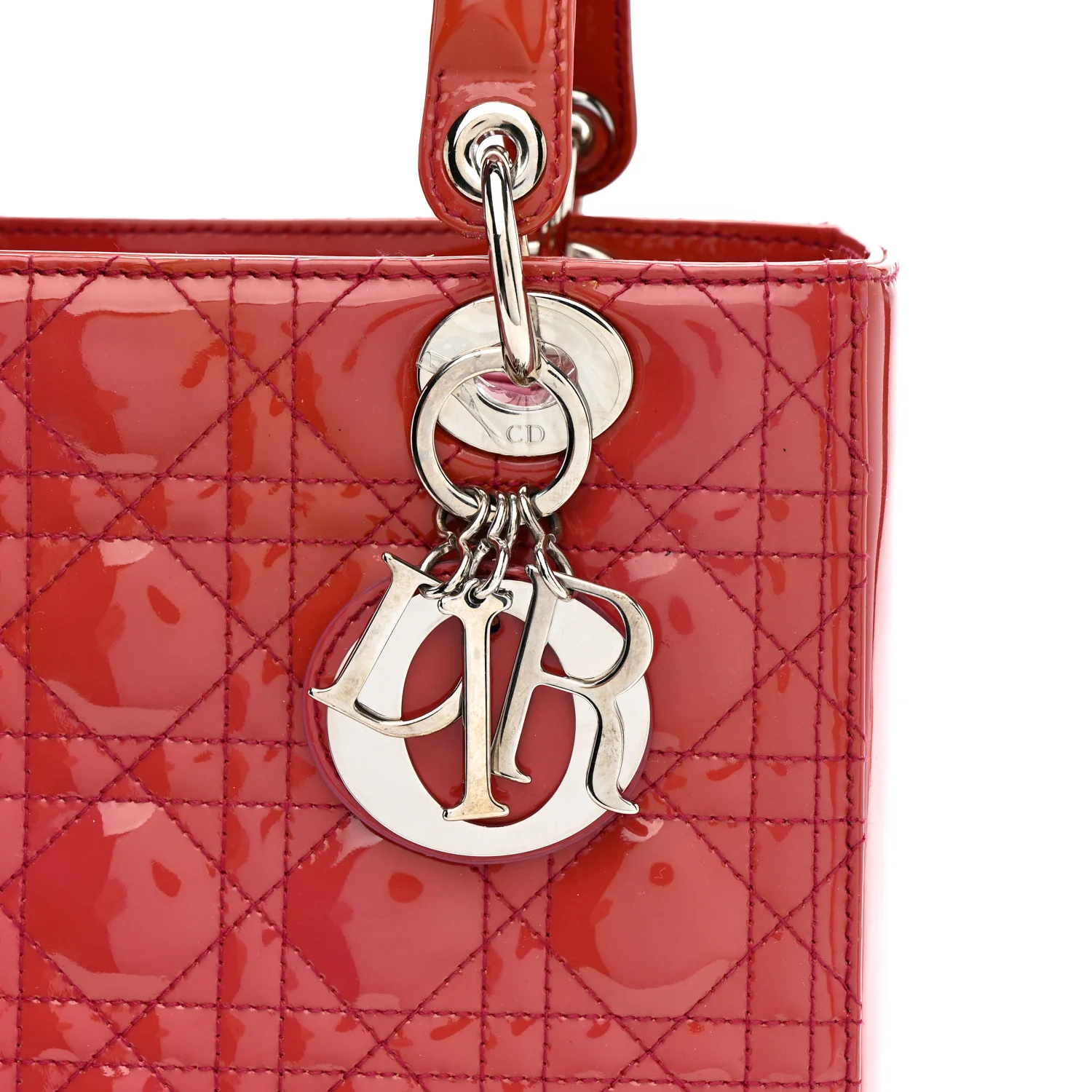 Patent Cannage Medium Lady Dior Dark Pink - Image 8