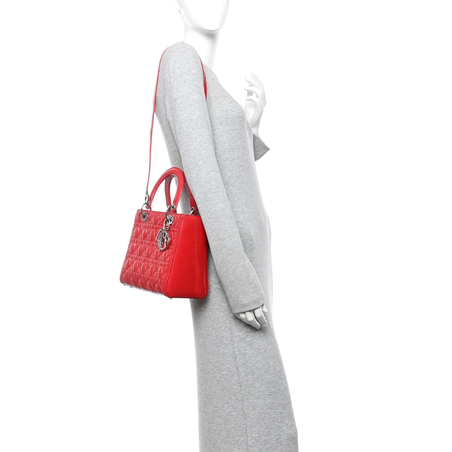 Patent Cannage Medium Lady Dior Fuchsia - Image 2