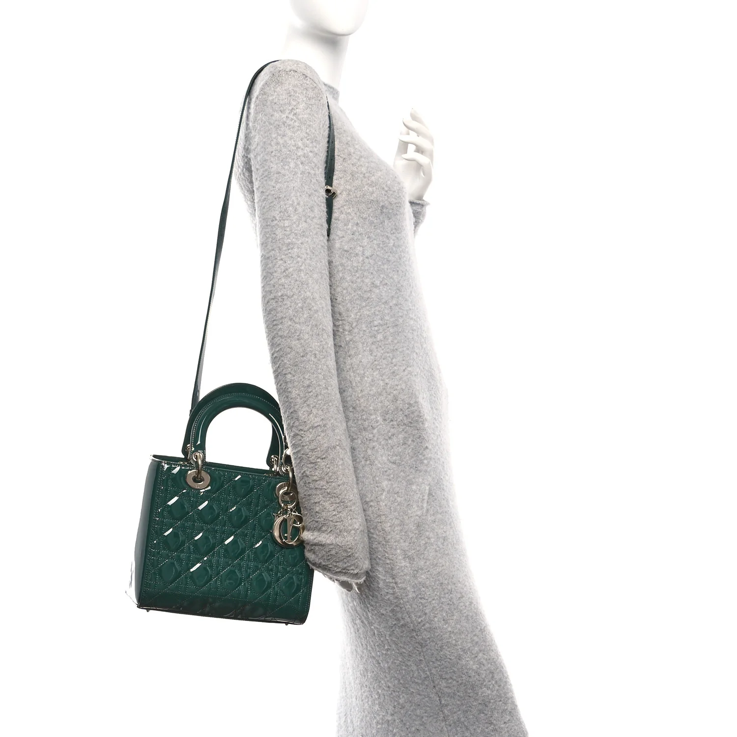Patent Cannage Medium Lady Dior Pine Green - Image 2