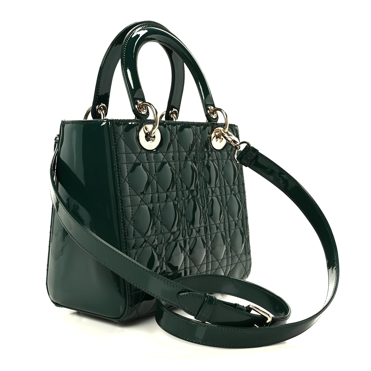 Patent Cannage Medium Lady Dior Pine Green - Image 3