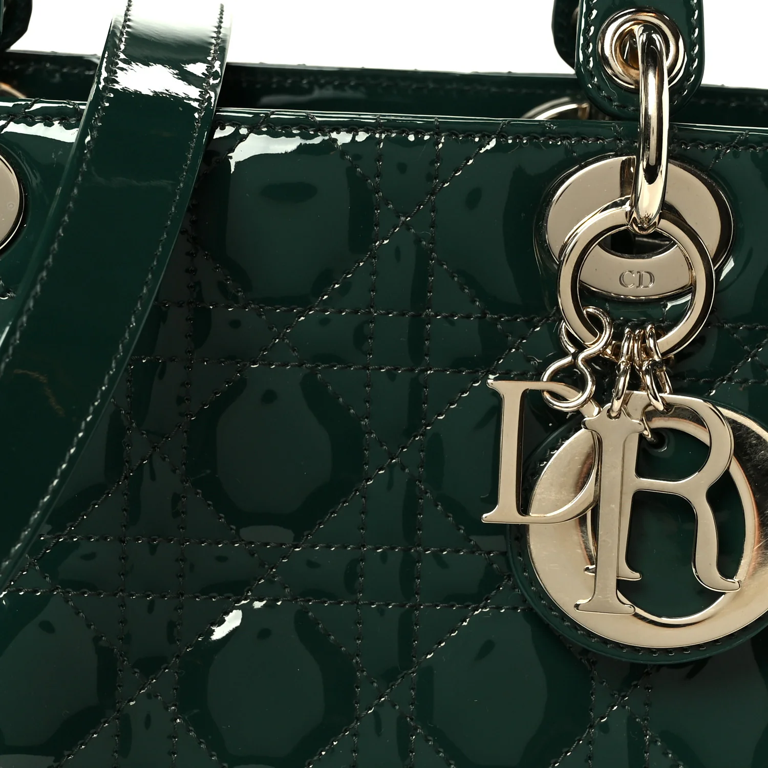 Patent Cannage Medium Lady Dior Pine Green - Image 8