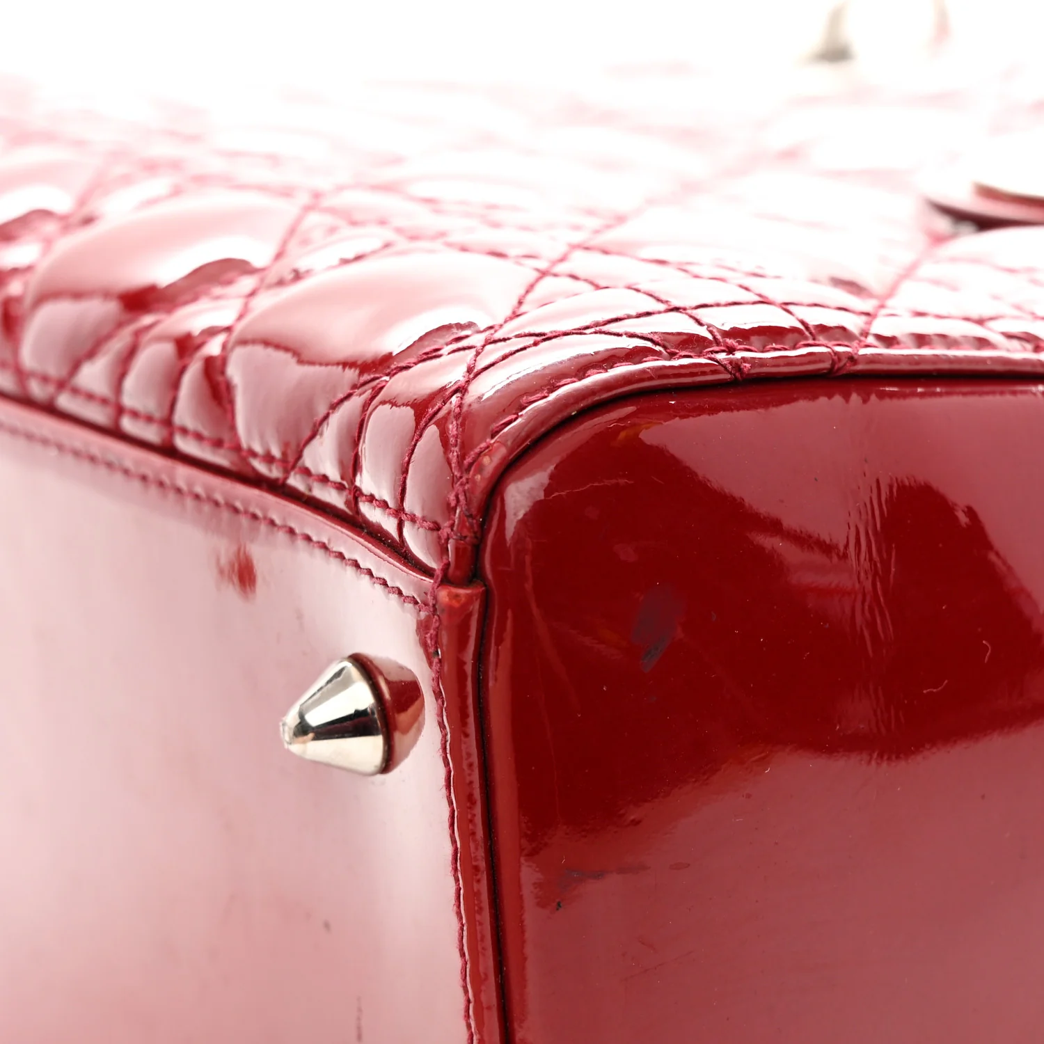 Patent Cannage Medium Lady Dior Red - Image 11