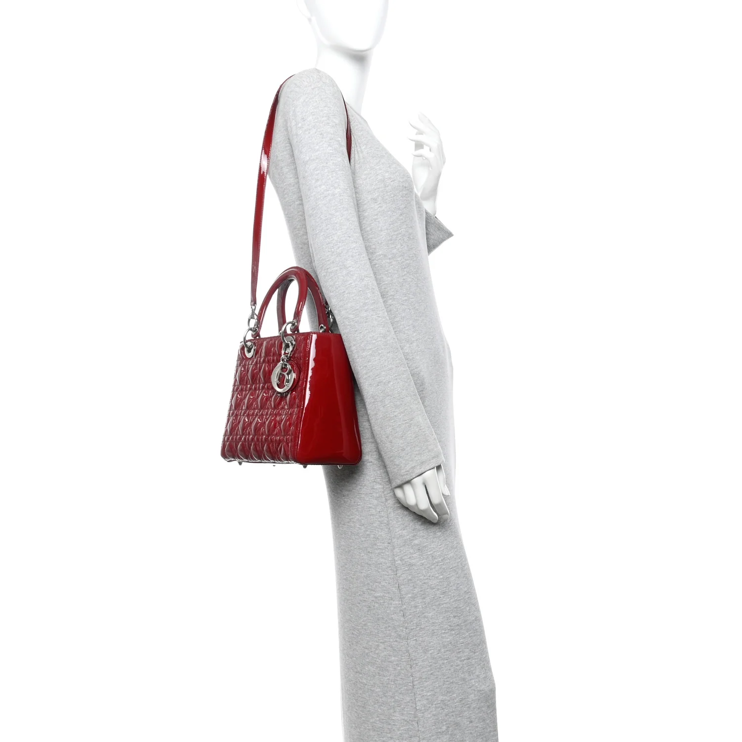 Patent Cannage Medium Lady Dior Red - Image 2