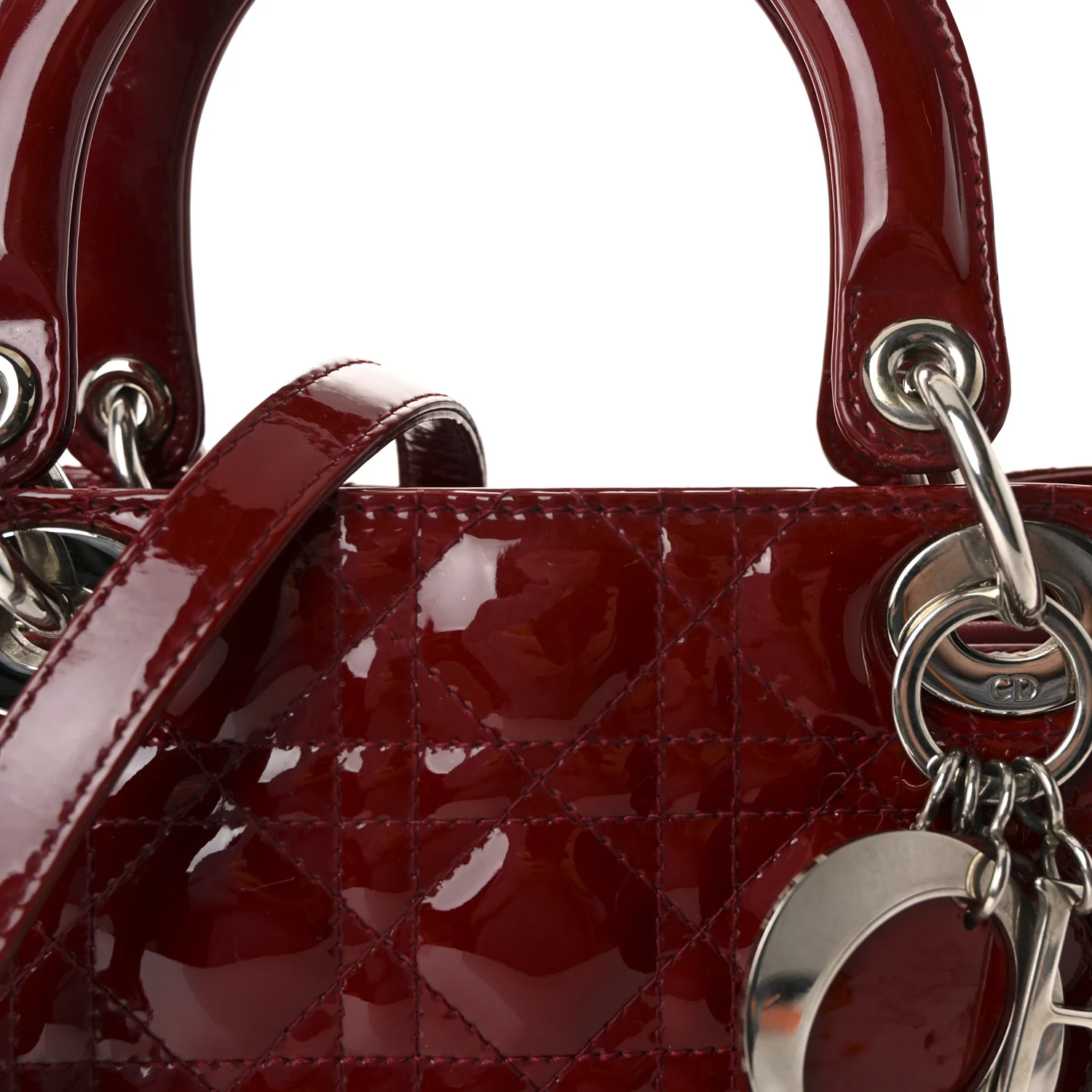 Patent Cannage Medium Lady Dior Red - Image 8
