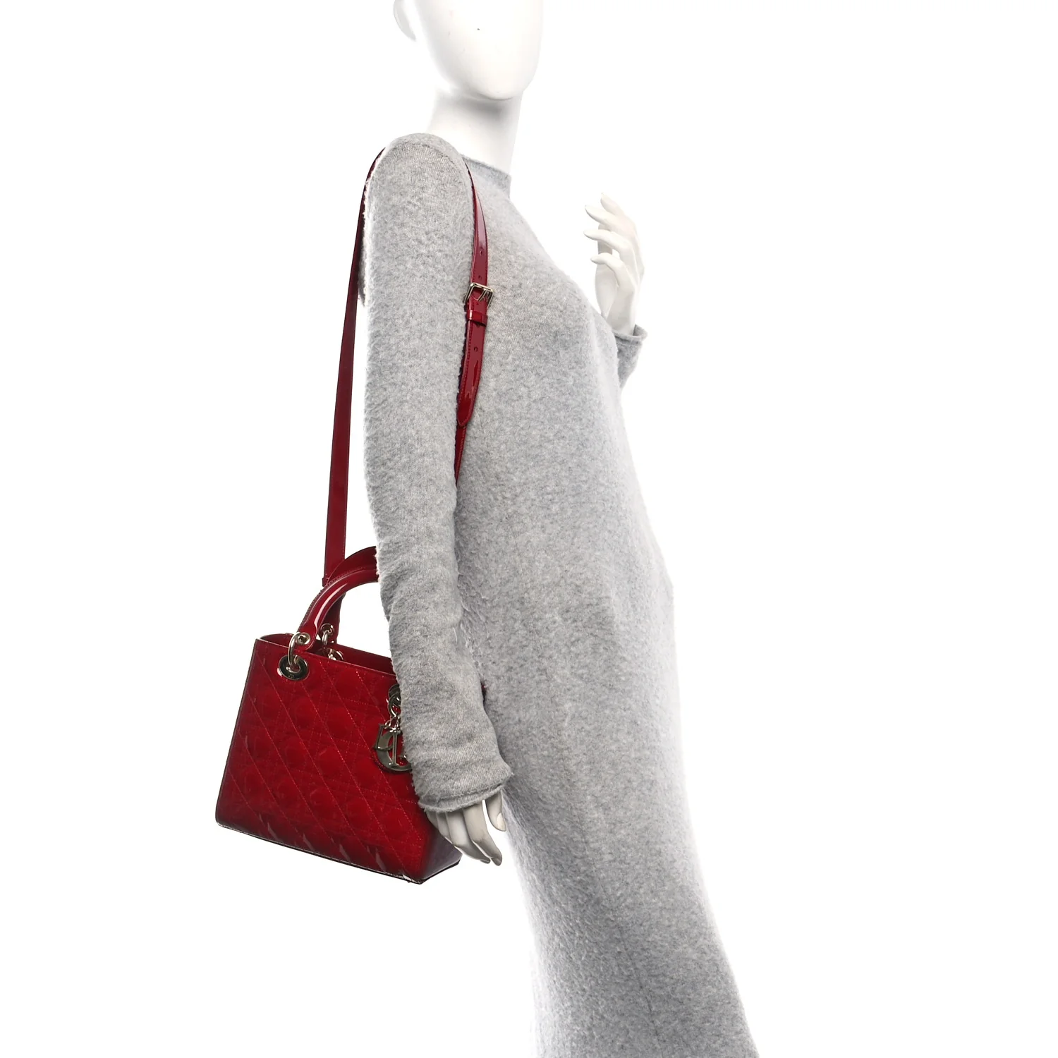 Patent Cannage Medium Lady Dior Red - Image 2