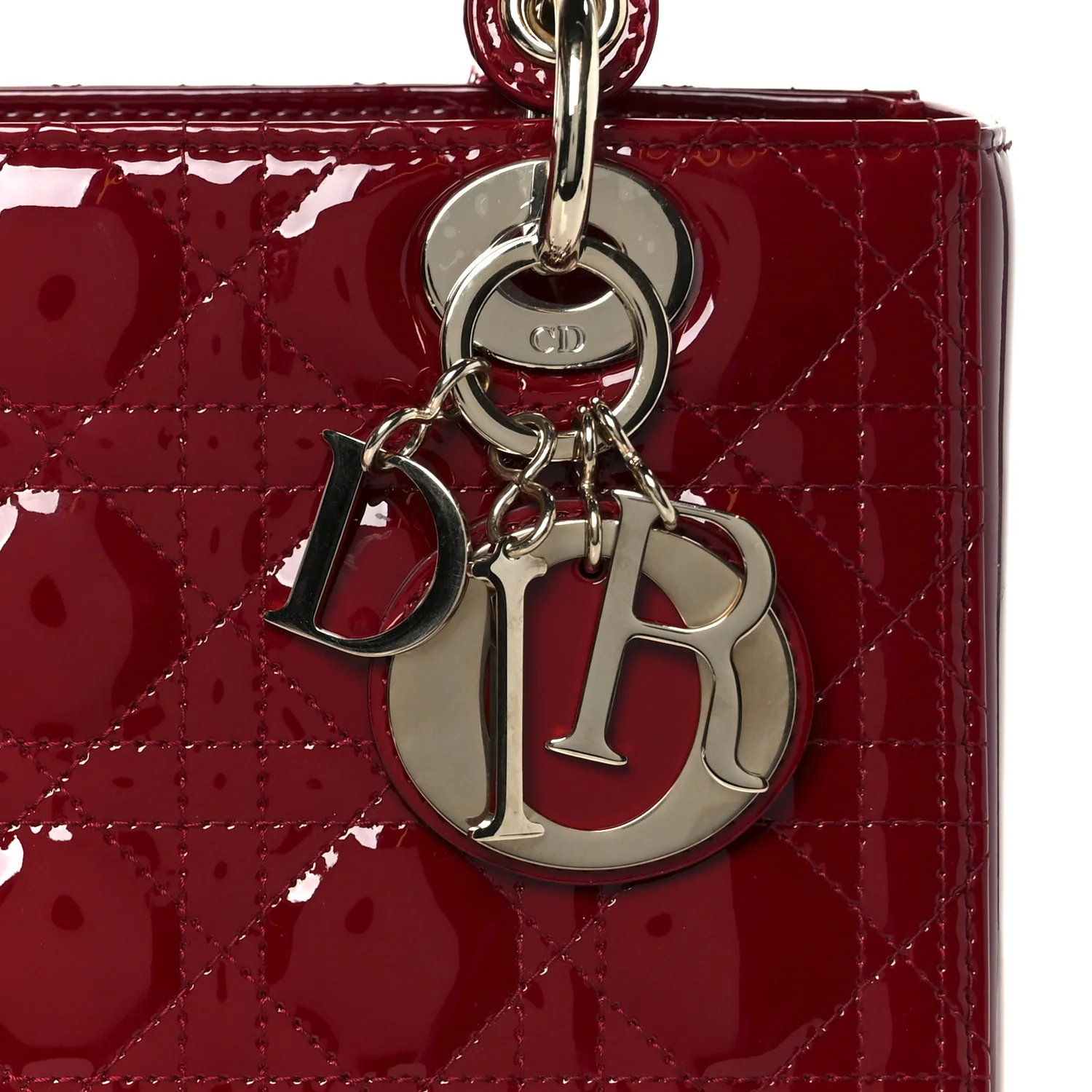 Patent Cannage Medium Lady Dior Red - Image 8