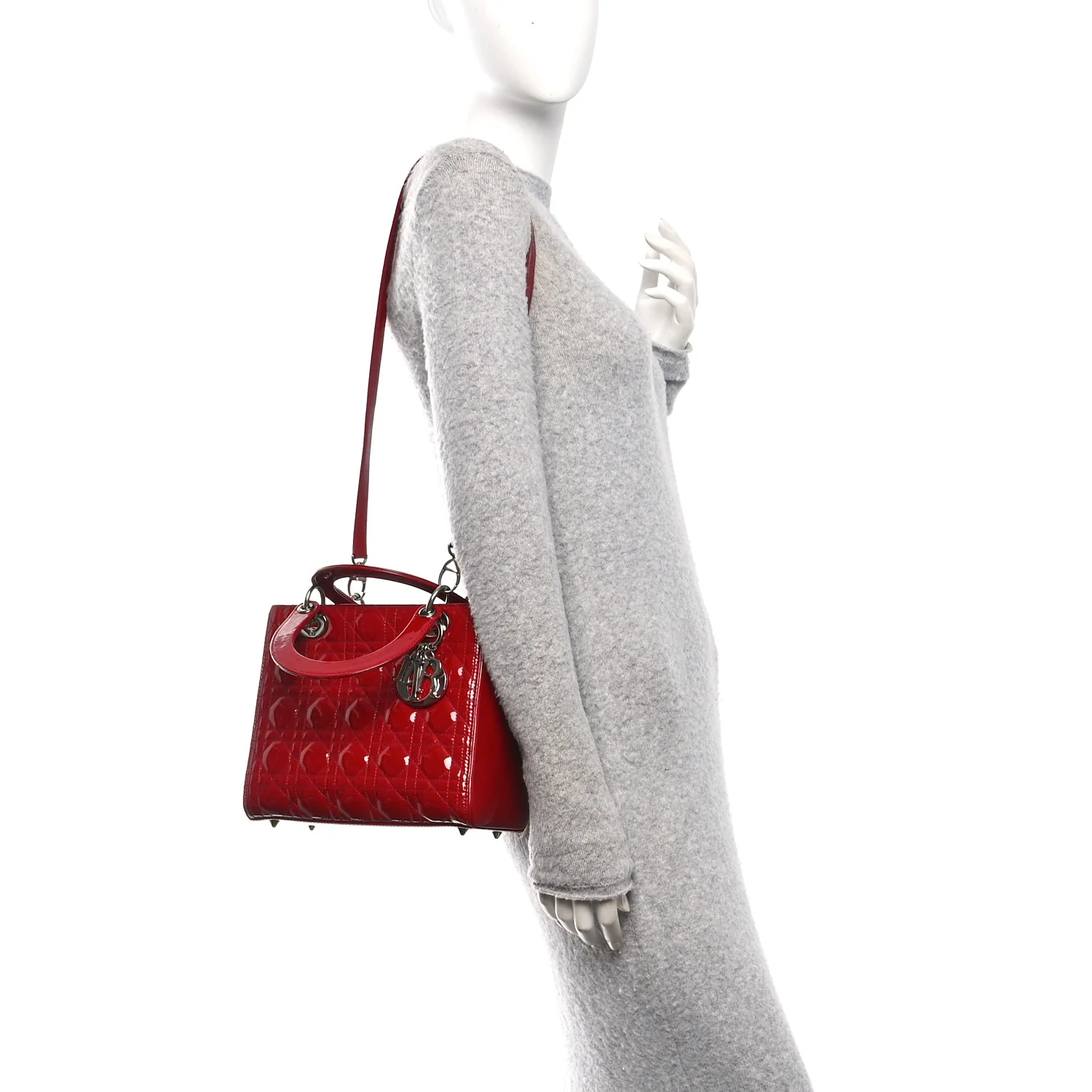 Patent Cannage Medium Lady Dior Red - Image 2