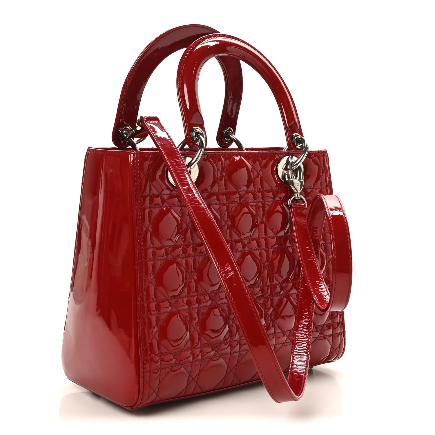 Patent Cannage Medium Lady Dior Red - Image 3