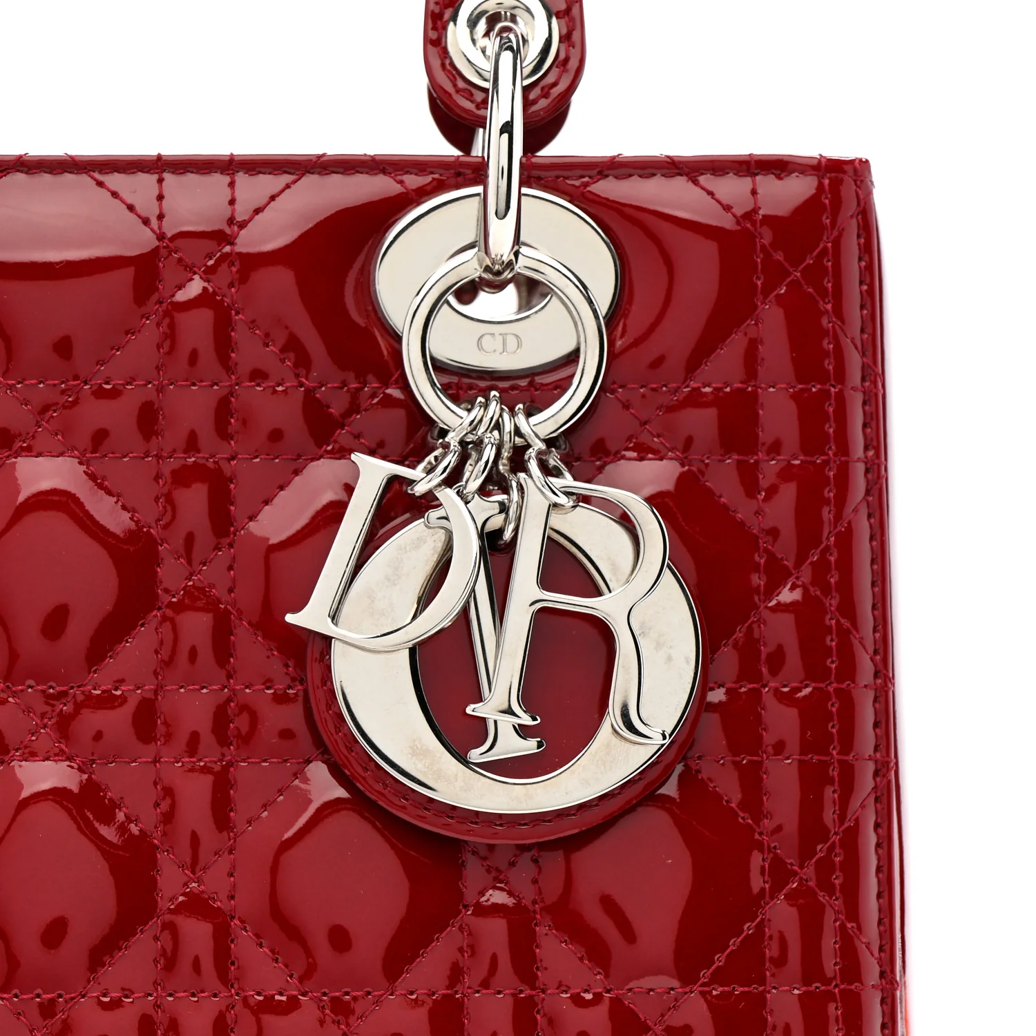 Patent Cannage Medium Lady Dior Red - Image 8