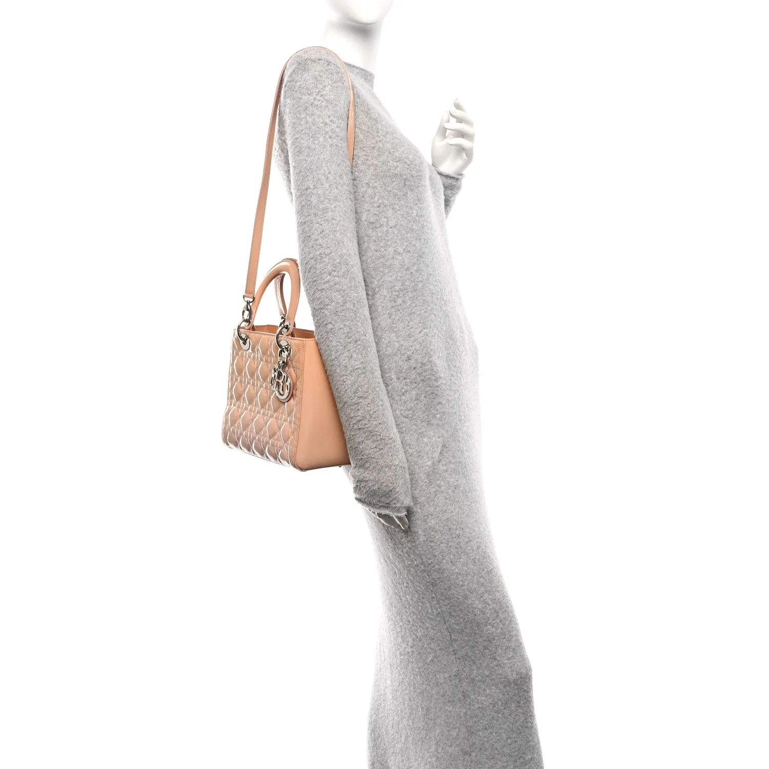 Patent Cannage Medium Lady Dior Rose Clair - Image 3