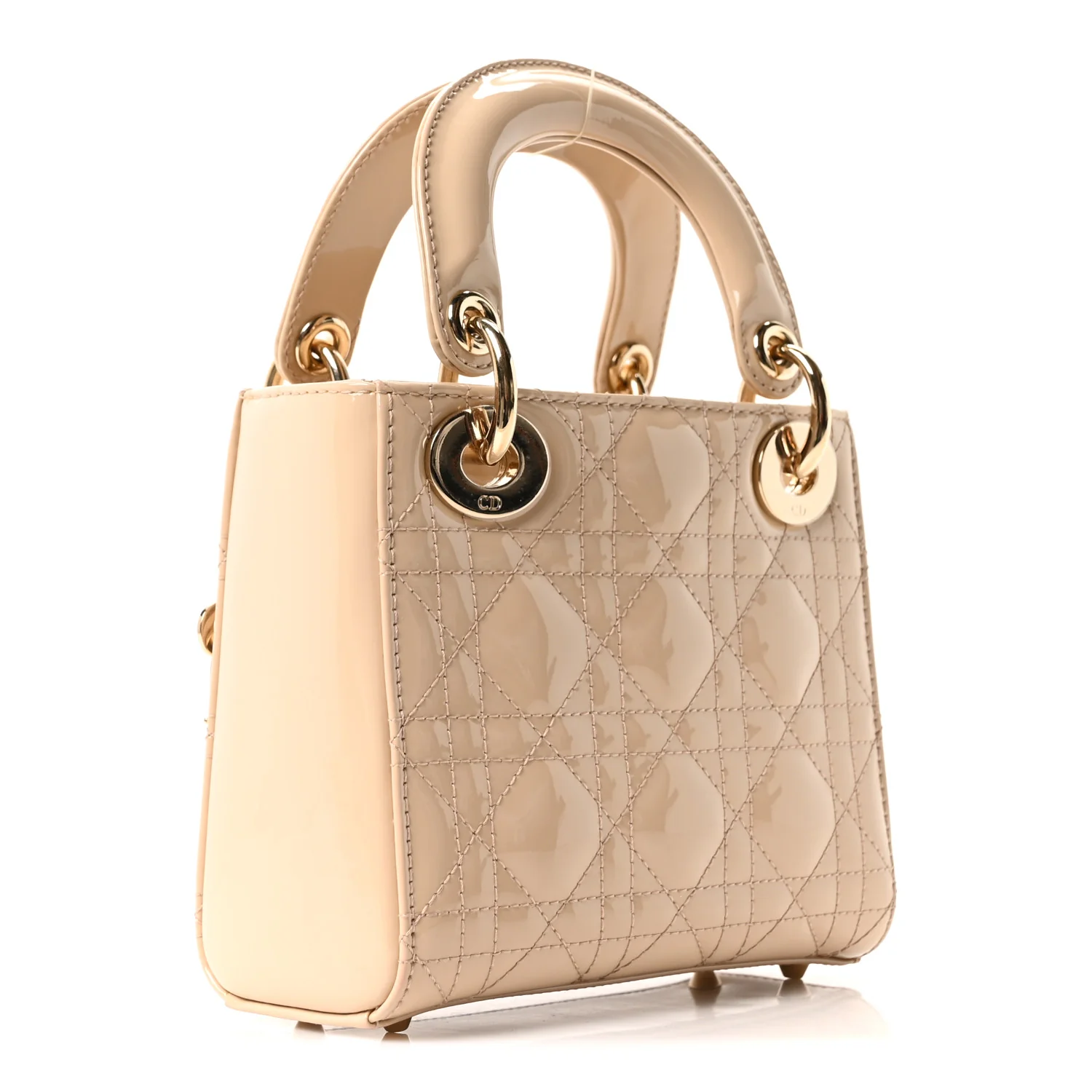 Patent Cannage Mini Lady Dior Beige - Image 3