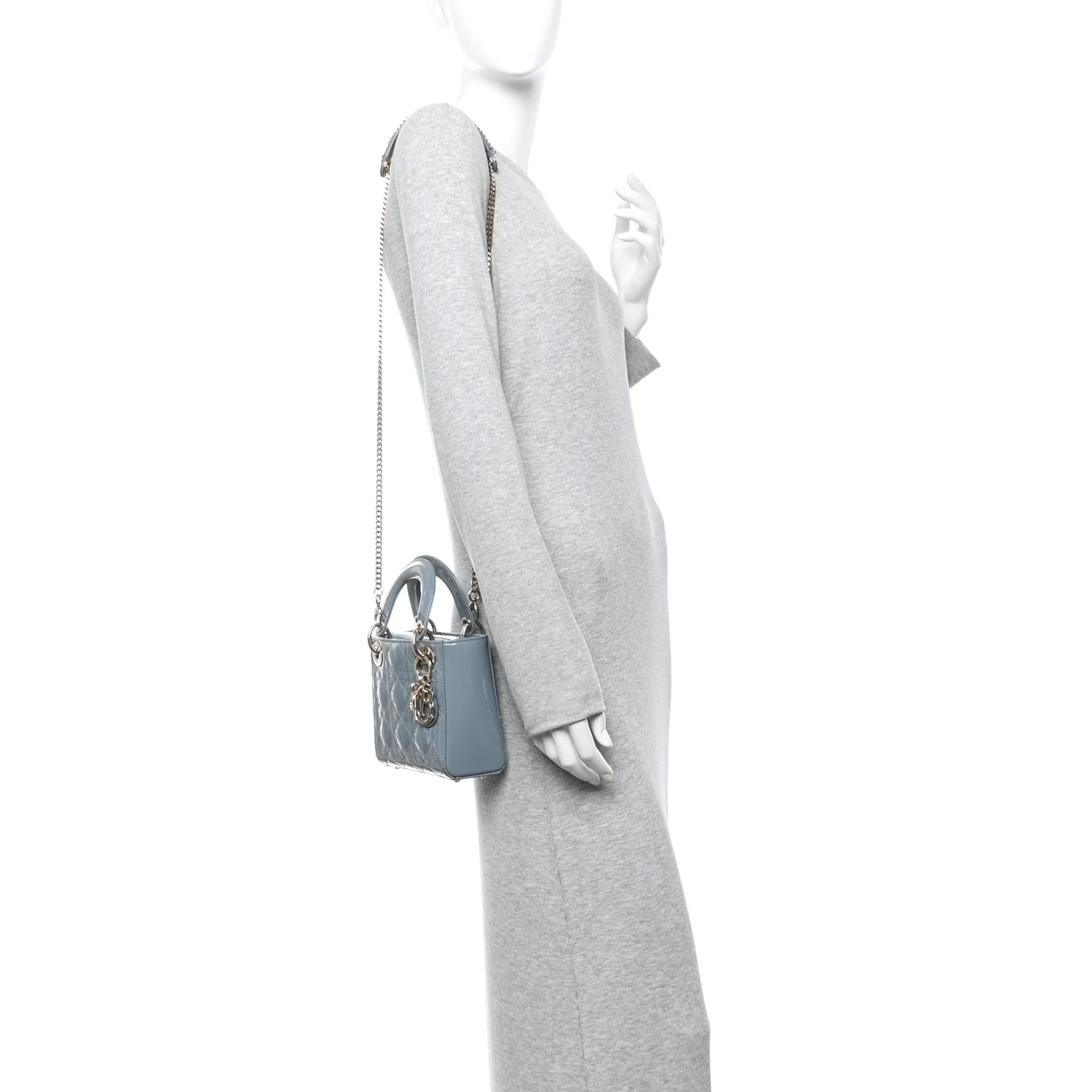 Patent Cannage Mini Lady Dior Light Blue - Image 2