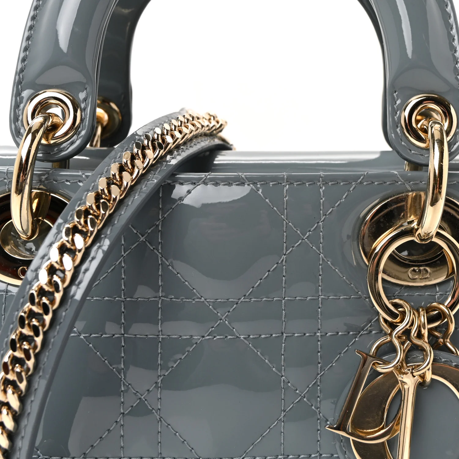 Patent Cannage Mini Lady Dior Light Blue - Image 7