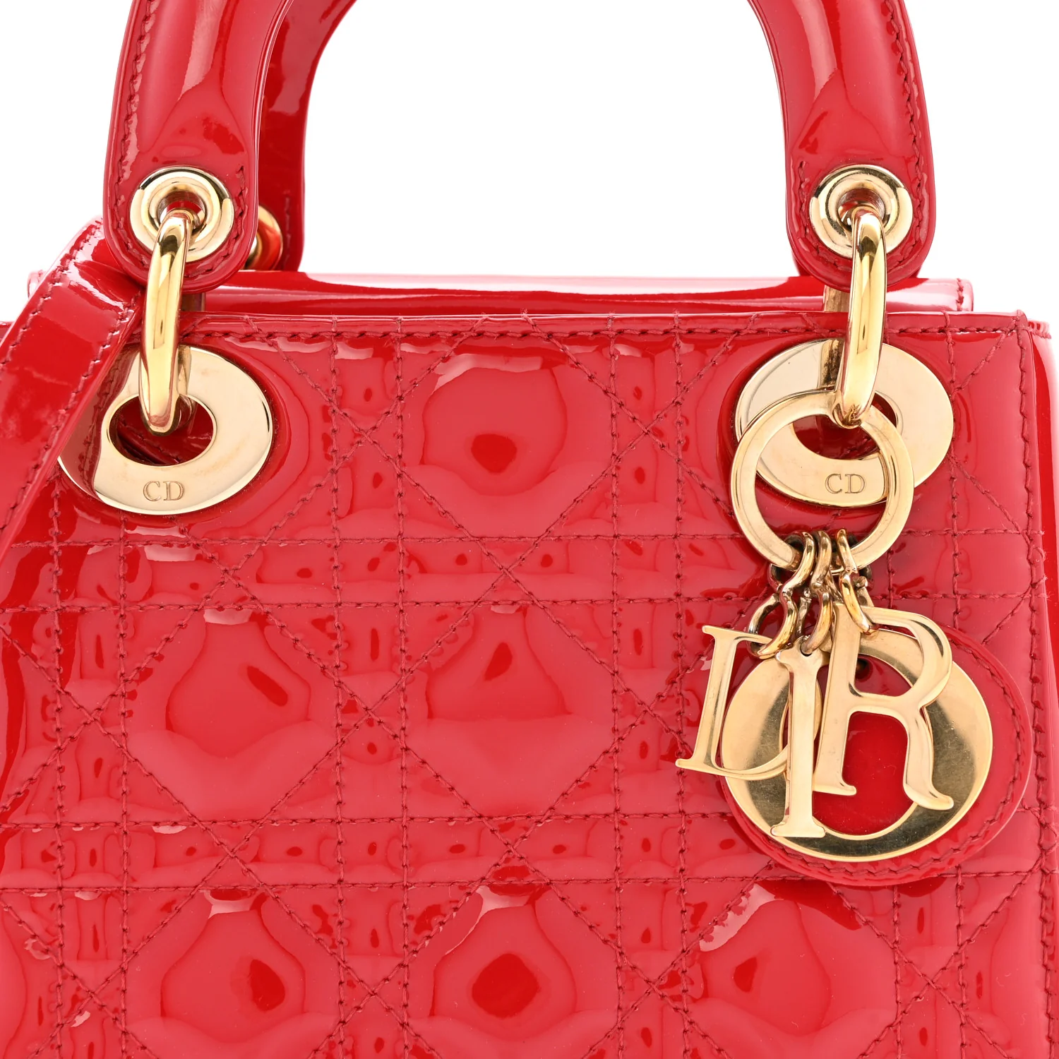 Patent Cannage Mini Lady Dior Red - Image 8