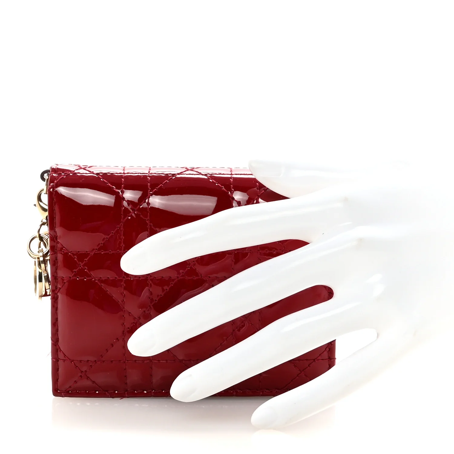 Patent Cannage Mini Lady Dior Wallet Cherry Red - Image 2