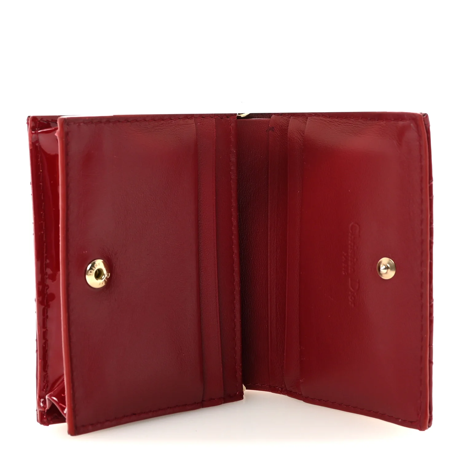Patent Cannage Mini Lady Dior Wallet Cherry Red - Image 5