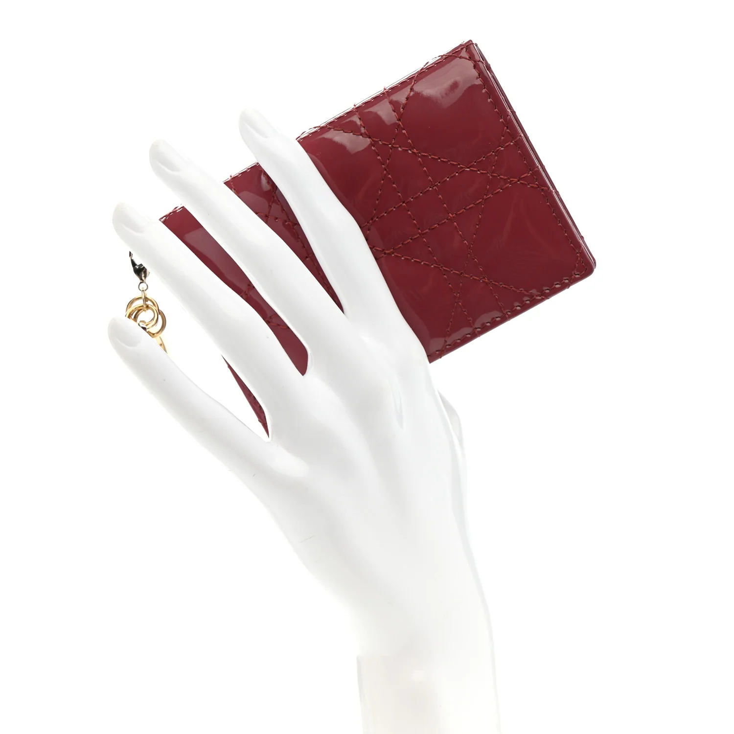 Patent Cannage Small Lady Dior Flap Card Holder Pink - Image 2