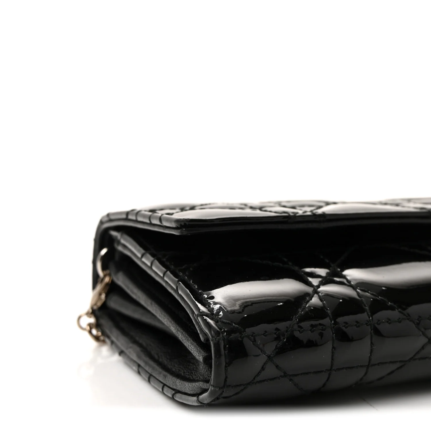 Patent Lambskin Cannage Lady Dior Rendezvous Wallet On Chain Black - Image 9
