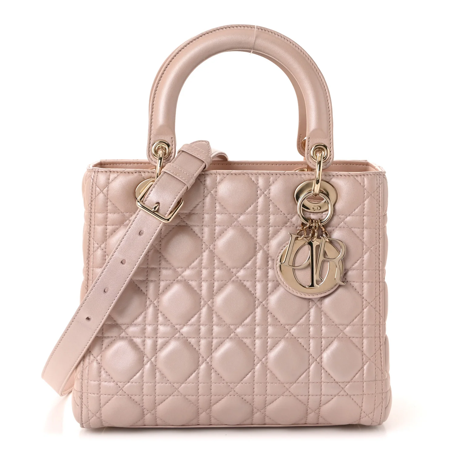 Pearly Lambskin Cannage Medium Lady Dior Lotus