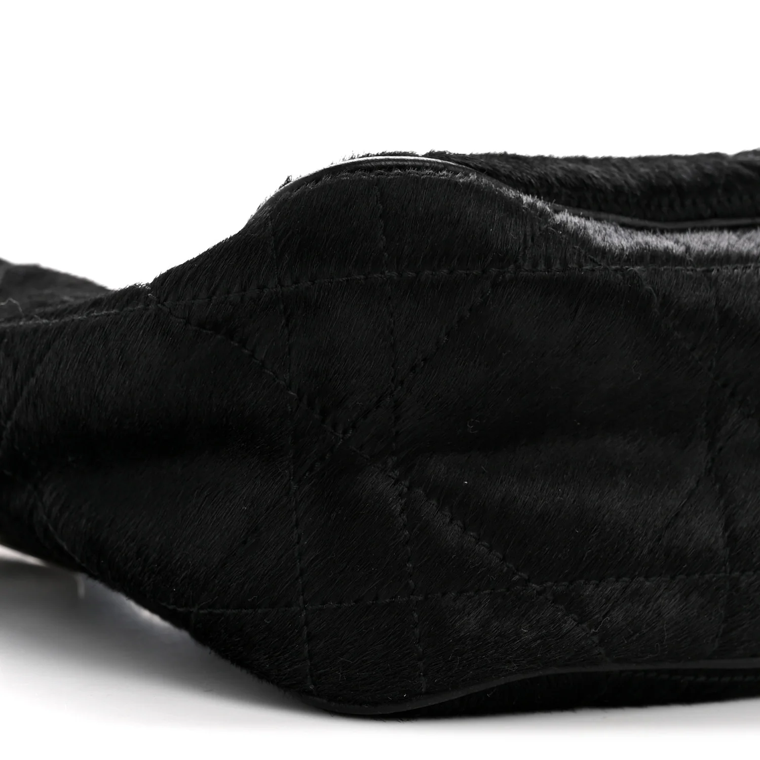 Pony Hair Cannage Drawstring Bag Black - Image 9