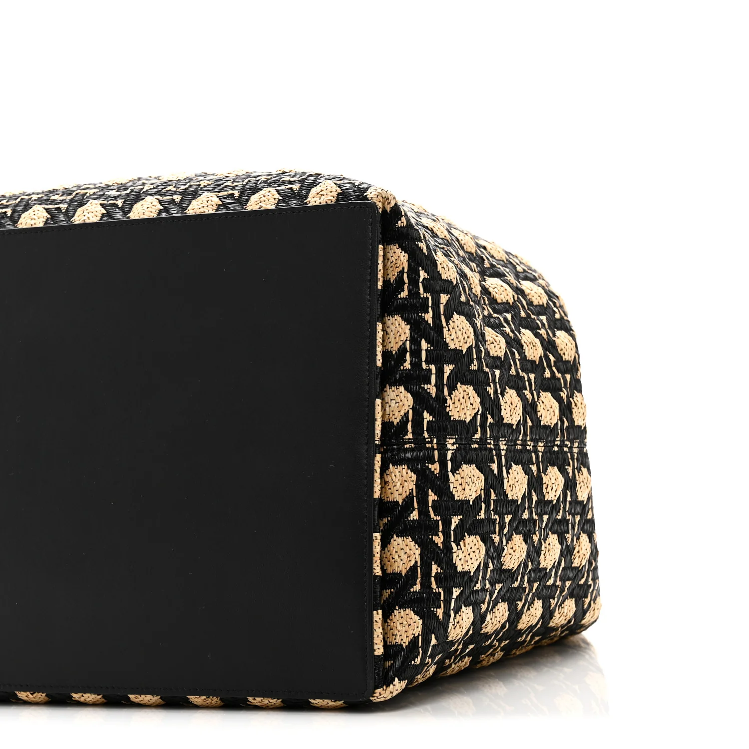Raffia Calfskin Cannage Large Toujours Black Beige - Image 11
