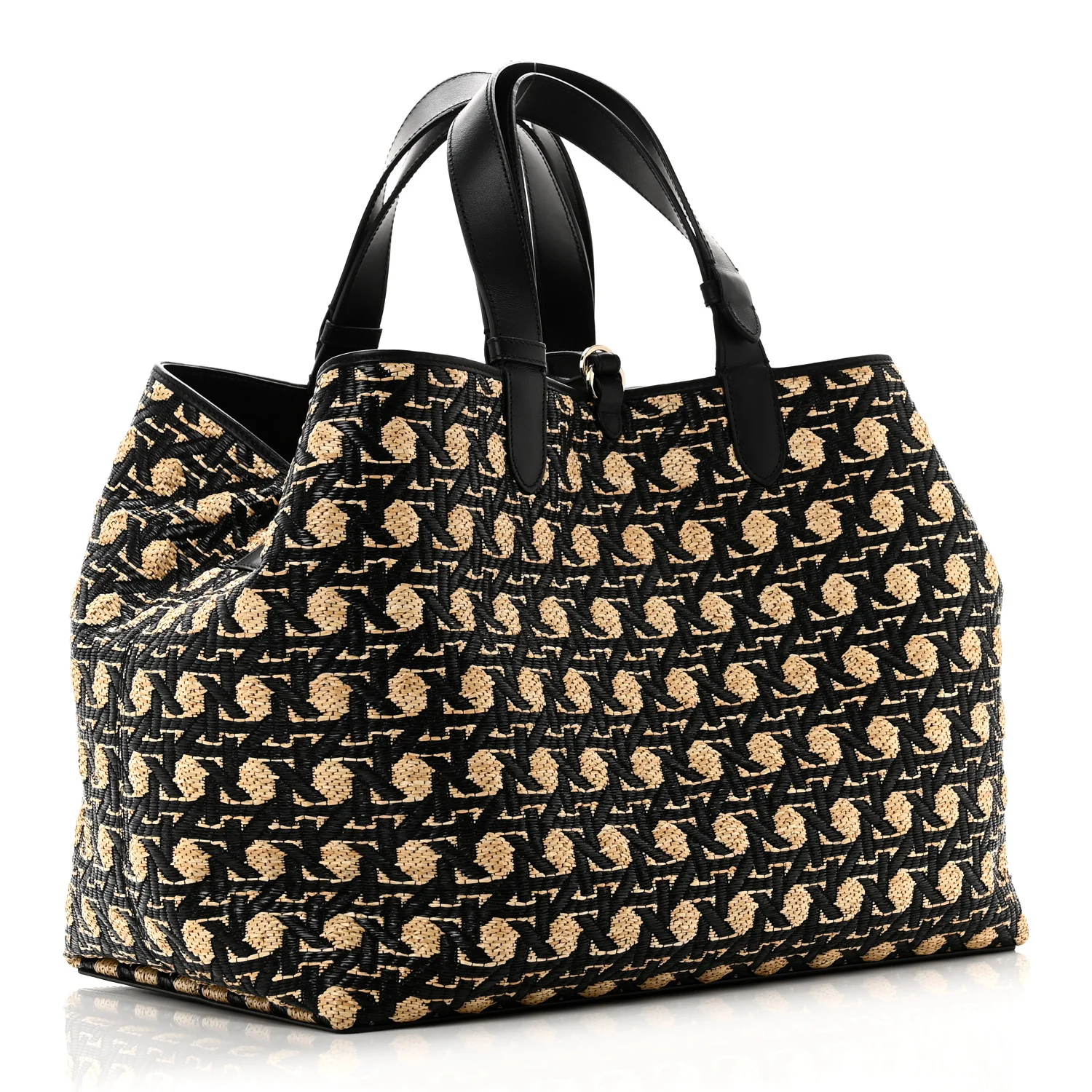 Raffia Calfskin Cannage Large Toujours Black Beige - Image 4