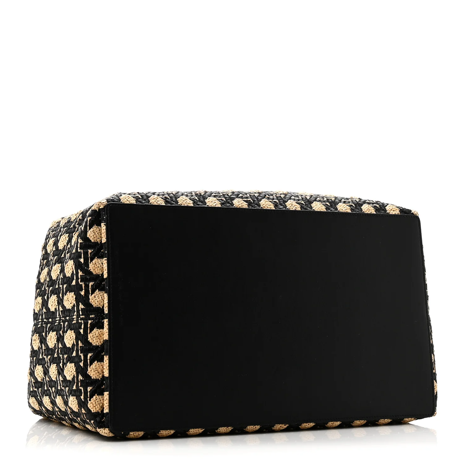 Raffia Calfskin Cannage Large Toujours Black Beige - Image 5