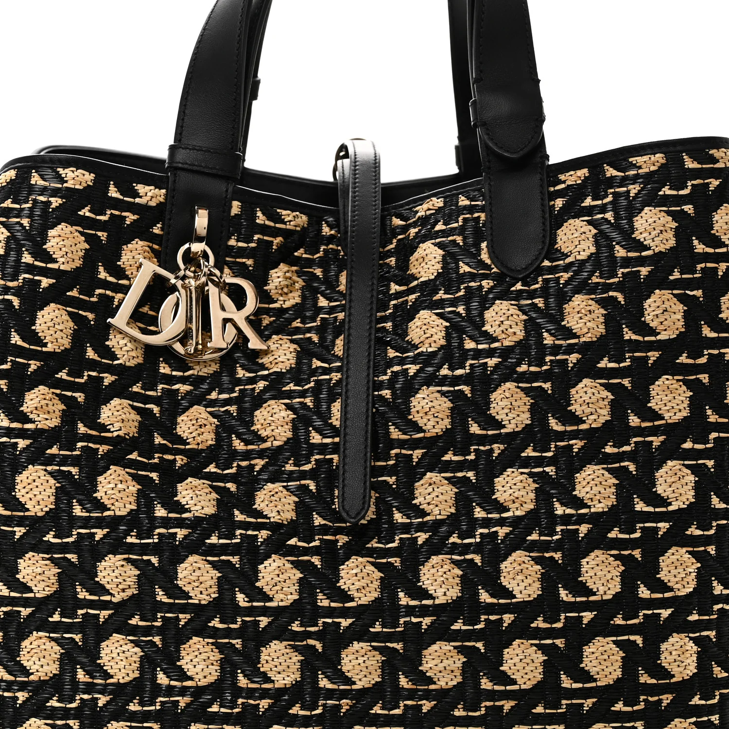 Raffia Calfskin Cannage Large Toujours Black Beige - Image 9