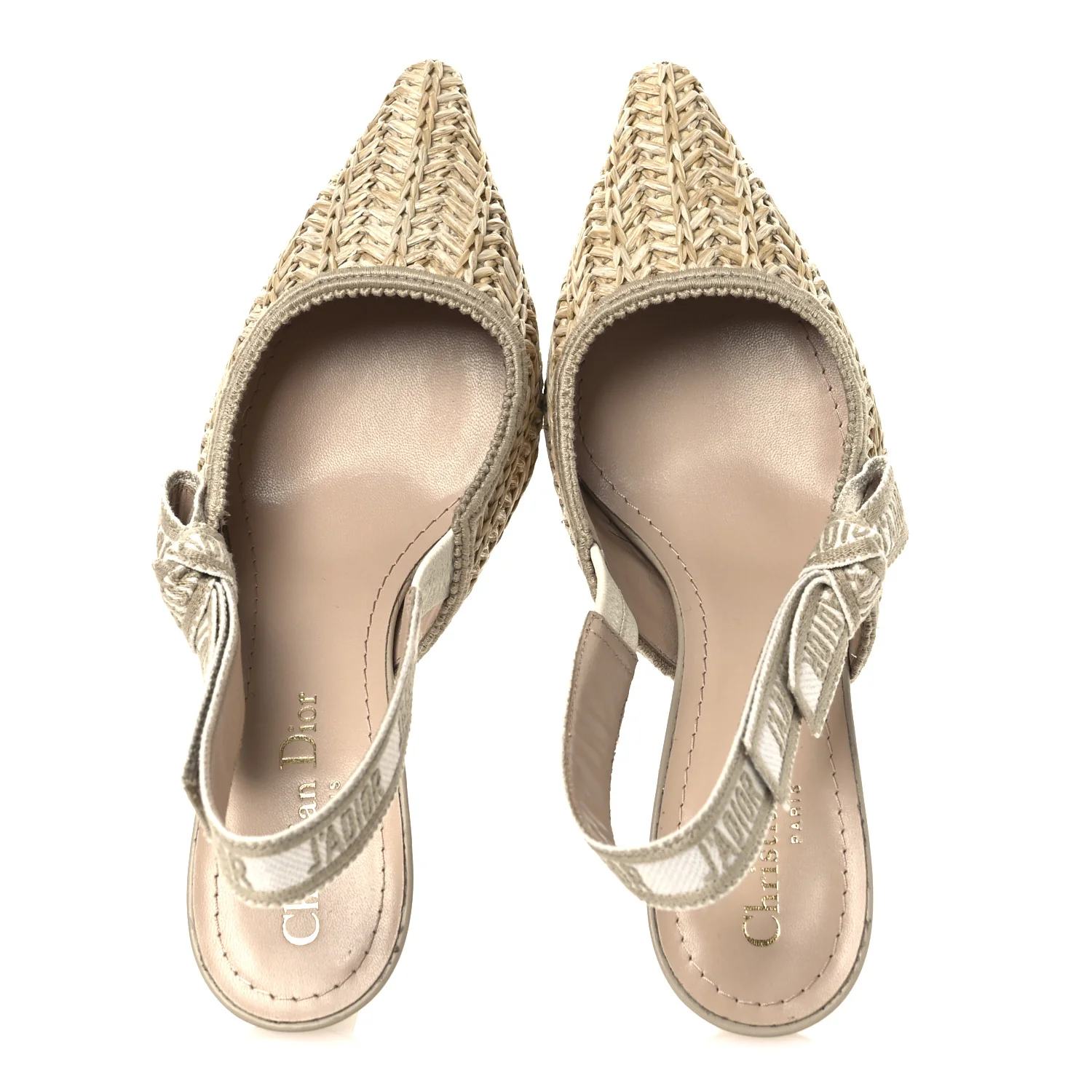 Raffia Embroidered J'Adior Slingback 65mm Pumps 36 Taupe - Image 2