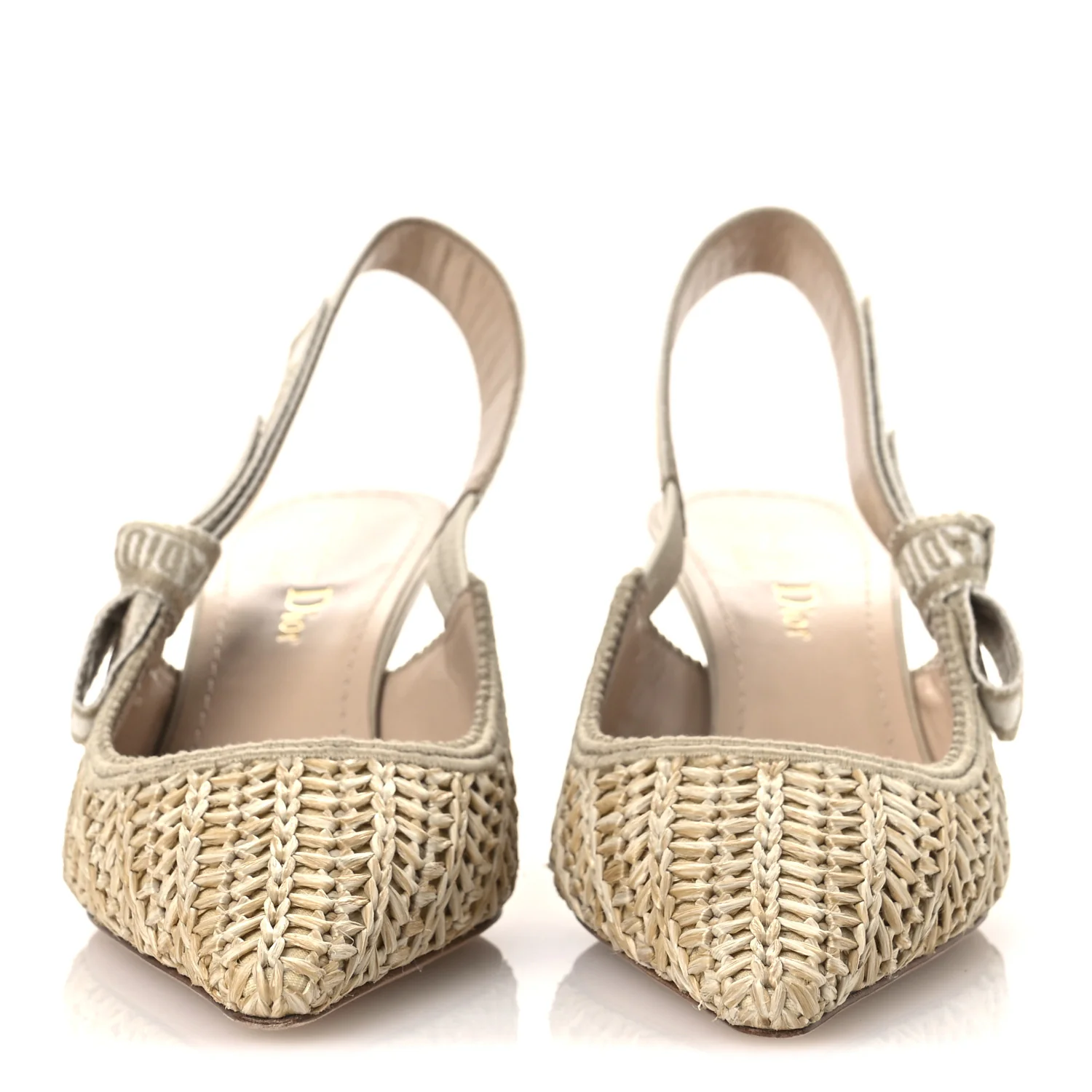 Raffia Embroidered J'Adior Slingback 65mm Pumps 36 Taupe - Image 3