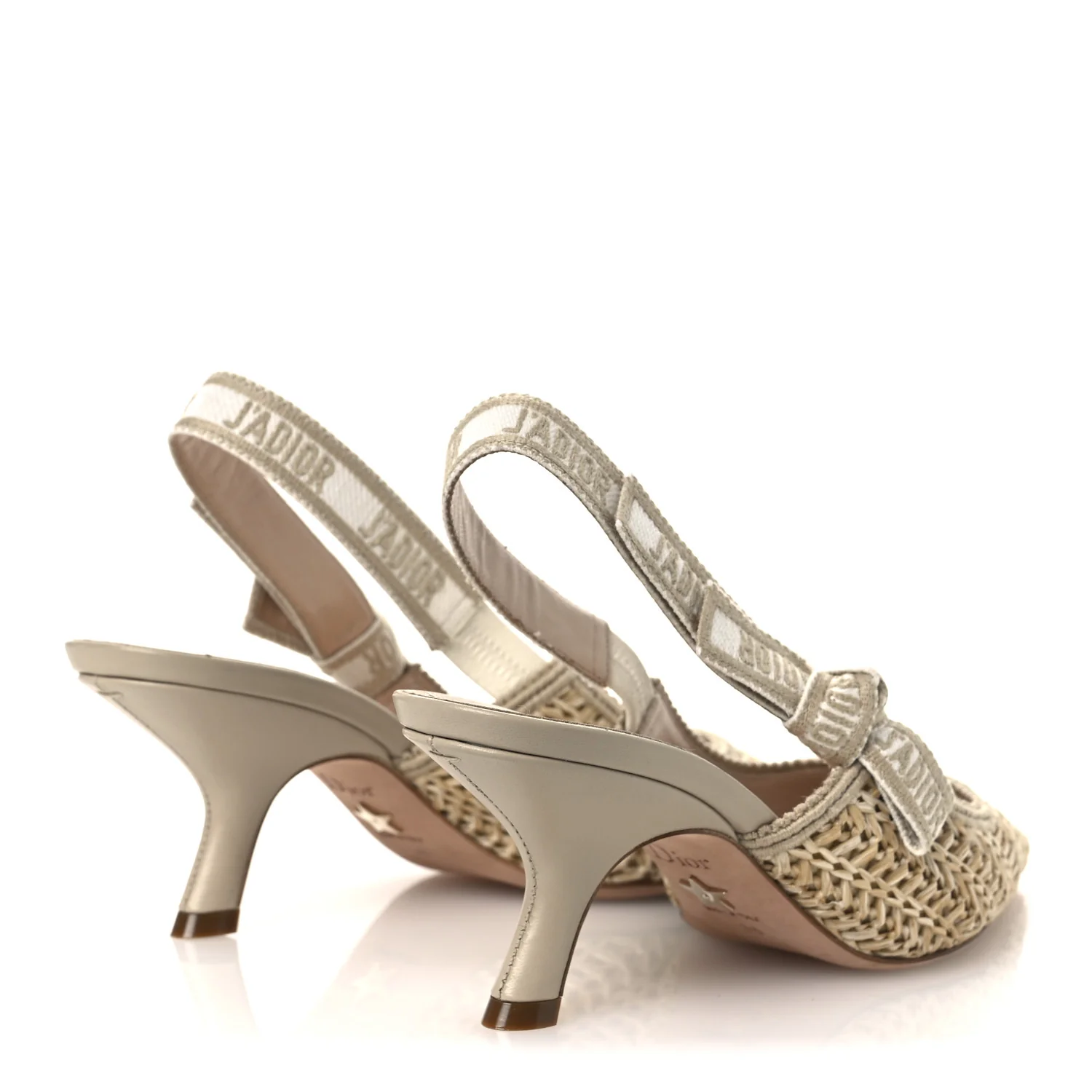 Raffia Embroidered J'Adior Slingback 65mm Pumps 36 Taupe - Image 5