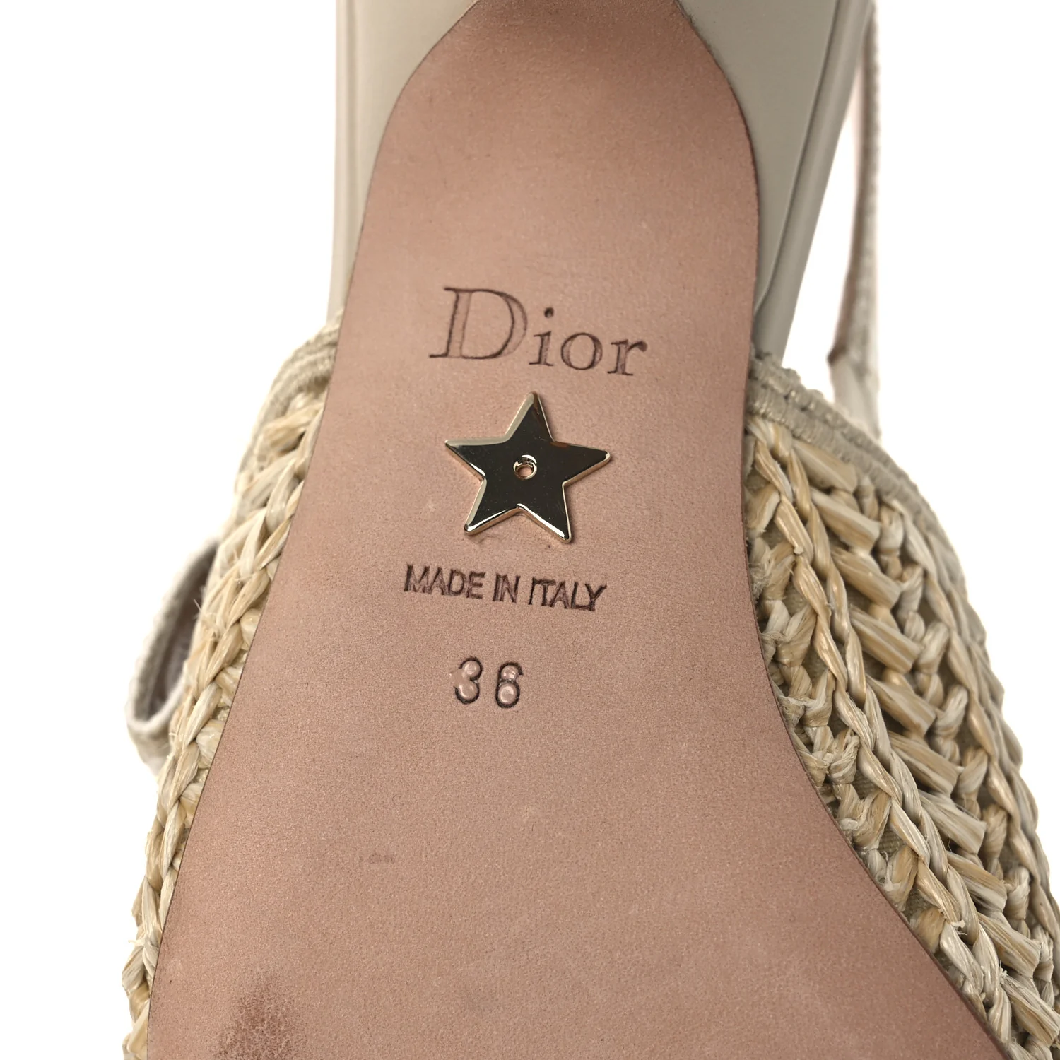 Raffia Embroidered J'Adior Slingback 65mm Pumps 36 Taupe - Image 8