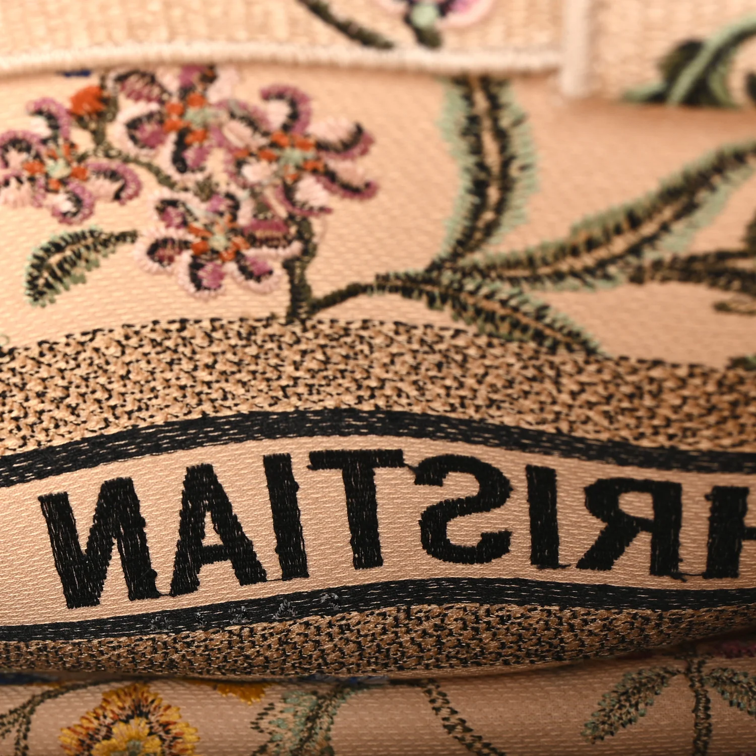 Raffia Embroidered Petites Fleurs Medium Book Tote Natural - Image 13