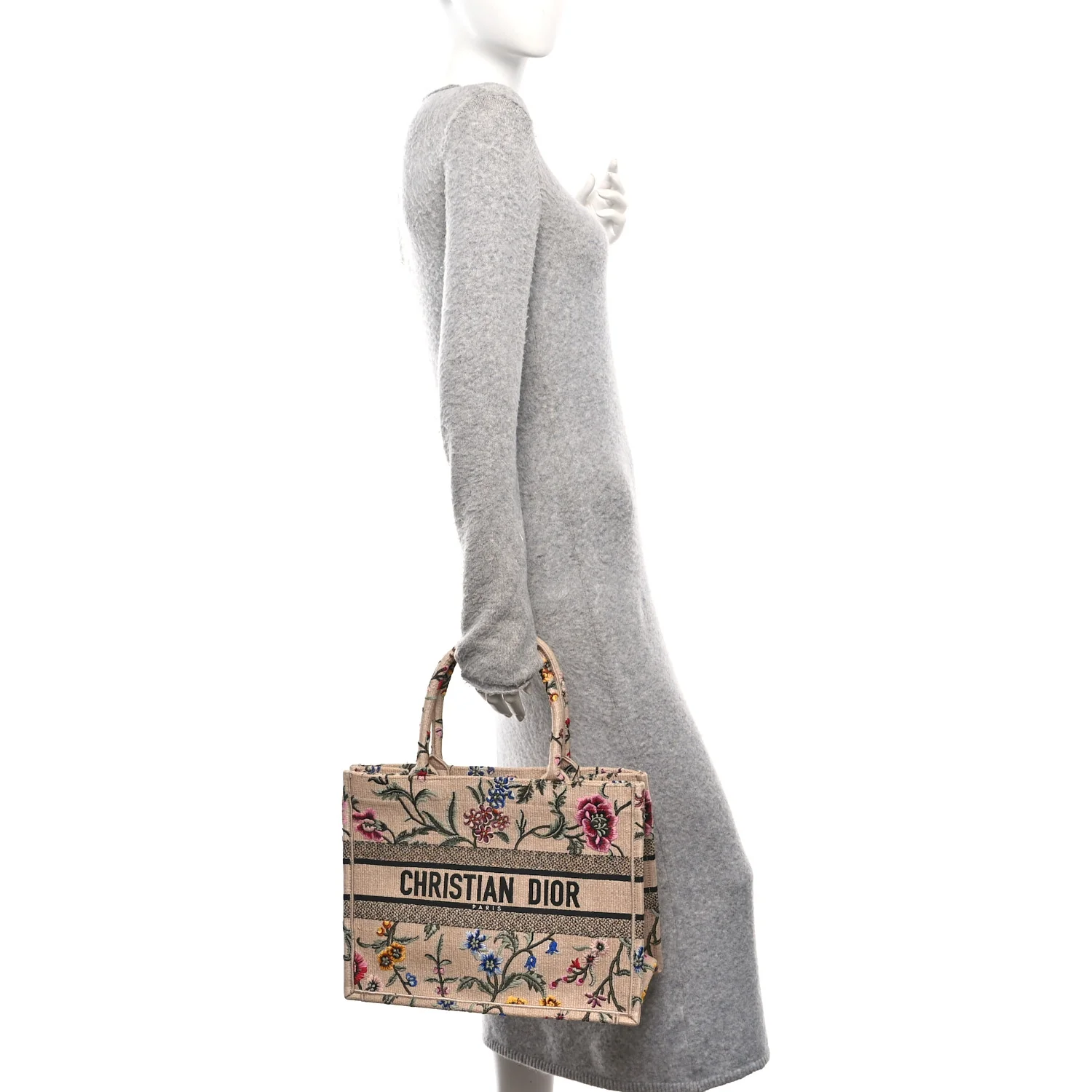 Raffia Embroidered Petites Fleurs Medium Book Tote Natural - Image 2