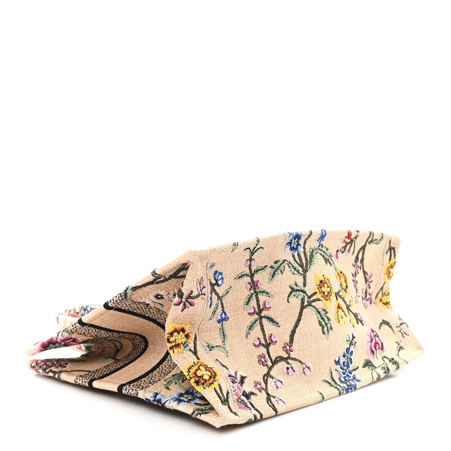 Raffia Embroidered Petites Fleurs Medium Book Tote Natural - Image 4