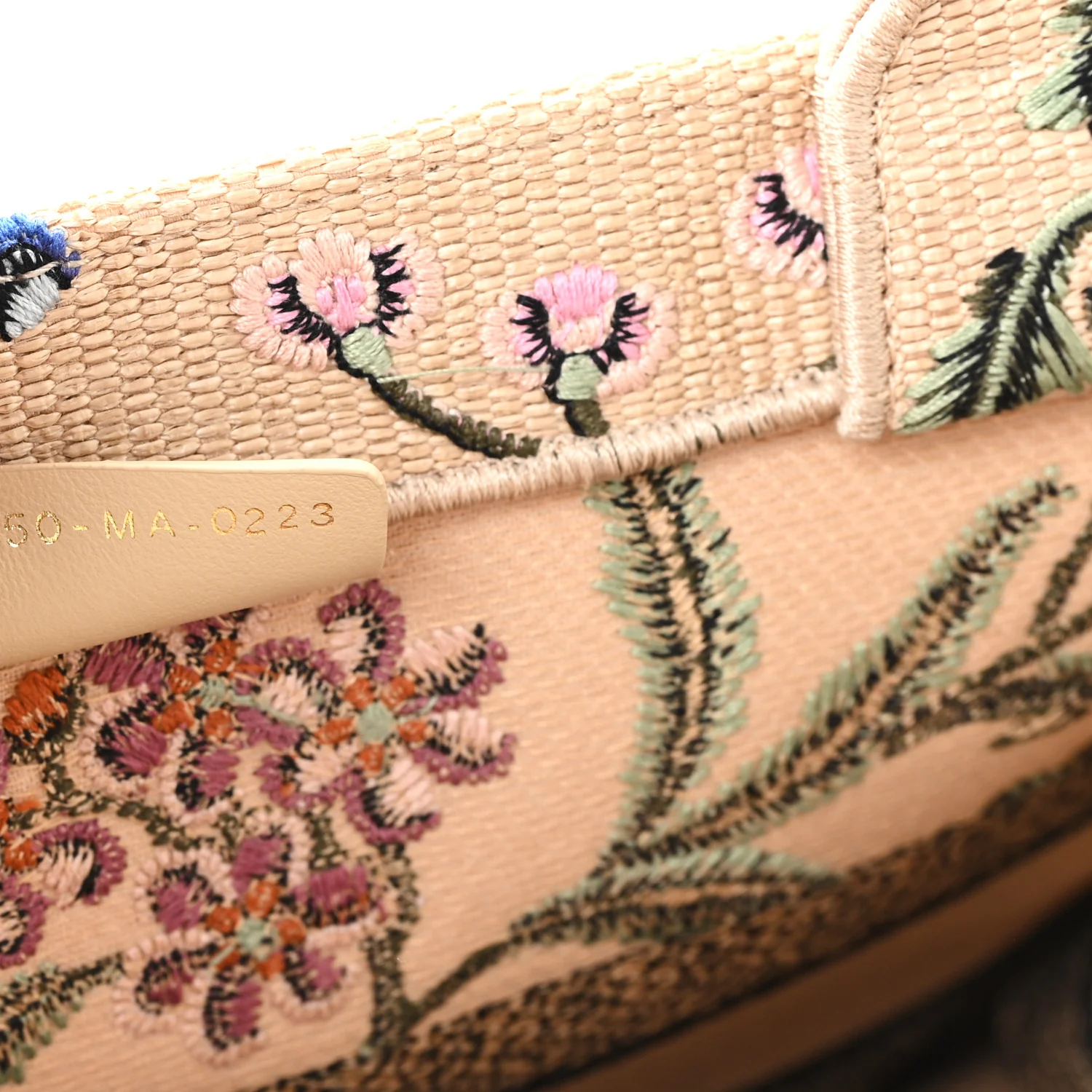 Raffia Embroidered Petites Fleurs Medium Book Tote Natural - Image 7