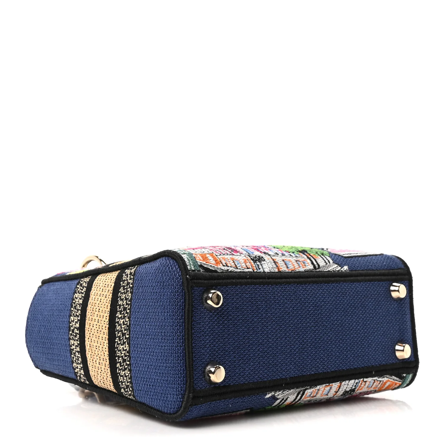 Raffia Embroidered Souvenir Paris Small Lady D-Lite Blue Multicolor - Image 4